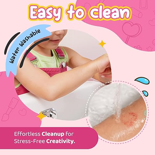 Miniatura 3 de Kit de maquillaje para niños, kit de pintura facial lavable, kits de maquillaje para niñas de 4 a 12 años, rotulador de cara corporal, rotuladores