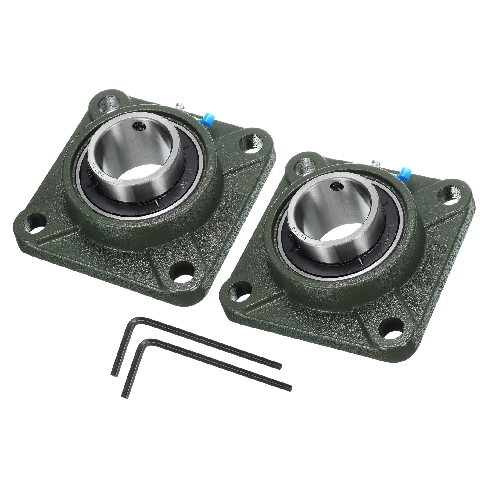 2pz UCF210 Cuscinetti a Blocchetto Cuscino con Foro 50mm Autoallineanti, Cuscinetti Acciaio Cromato Montati Flangia Quadrata con Base Ghisa Solida