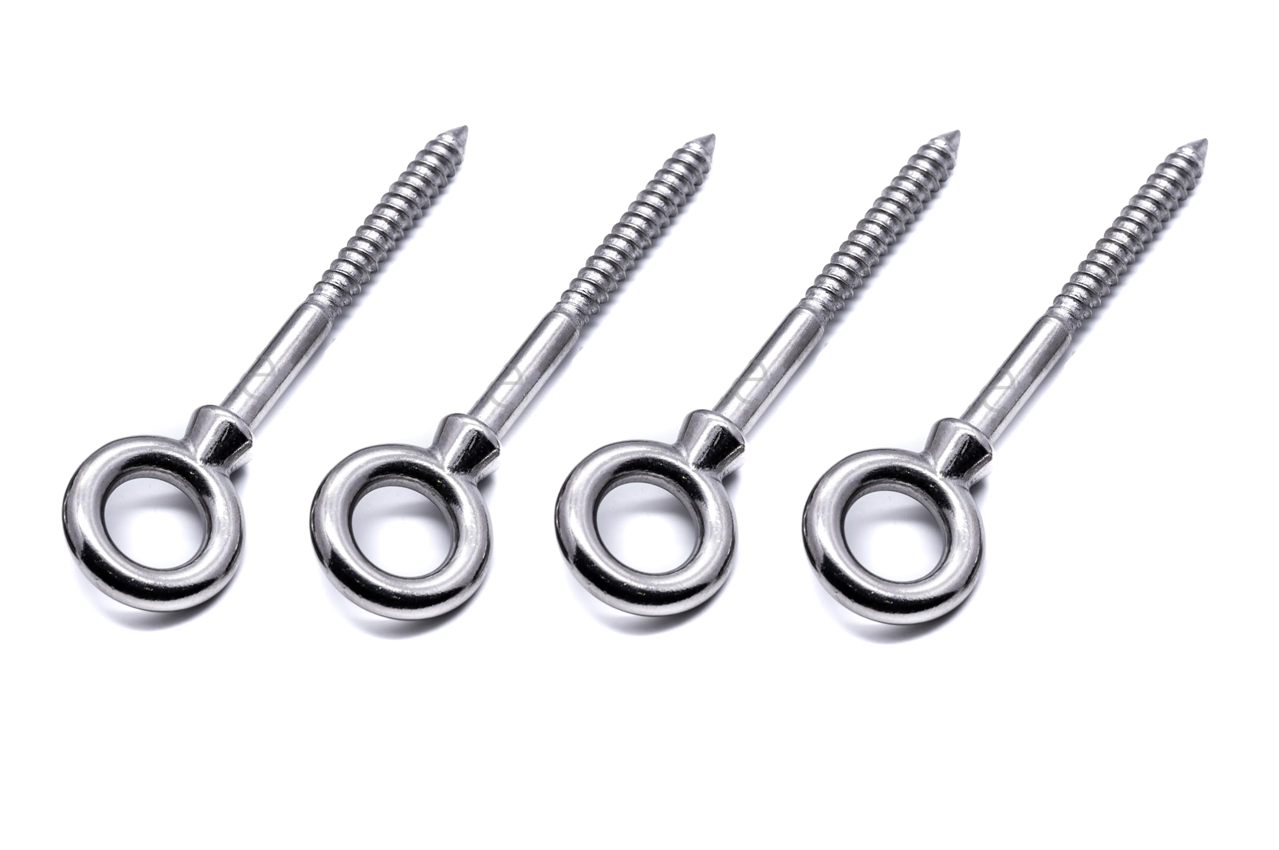 4pcs 6mm x 60mm Woodscrew Eye Bolt 316 Stainless Steel Marine Grade A4 (6mm x 60mm)