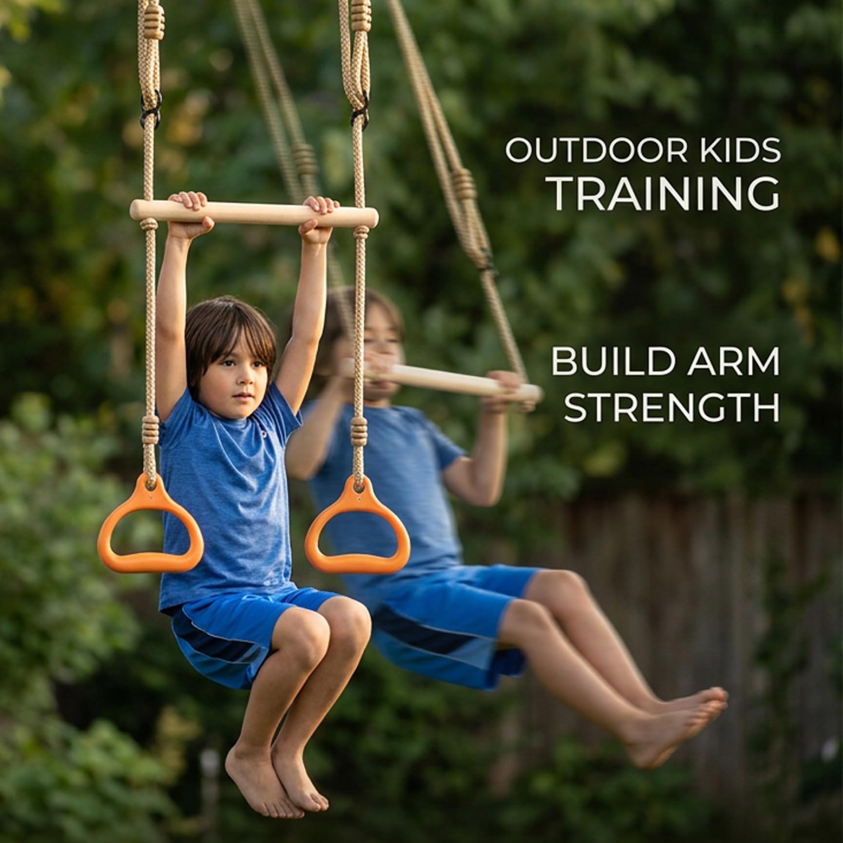 Barra Colgante Infantil Columpio de Trapecio Ajustable con Anillas de Gimnasia para Jugar en Interiores y Exteriores Entrenamiento de Fuerza y Fitness para niños pequeños.