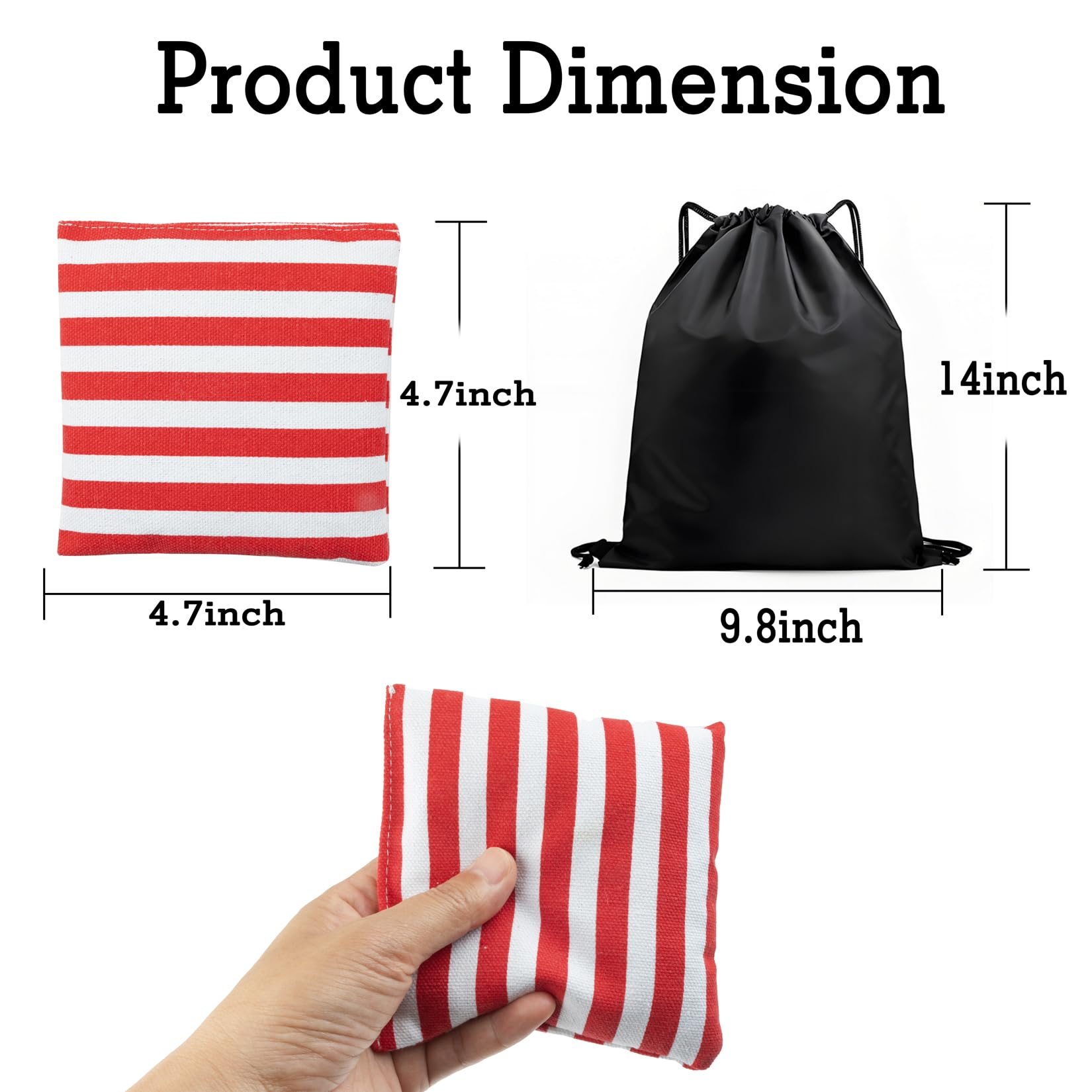 Lot De 8 Sacs De Cornhole 12x12 Cm - Jeu De Lancer De Sacs - Pour Jardin, Fêtes En Plein Air