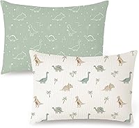 Vista 12 de Konssy Funda de almohada de muselina para almohada de 13 x 18 pulgadas, paquete de 2 fundas de almohada de algodón suave y transpirable para niños
