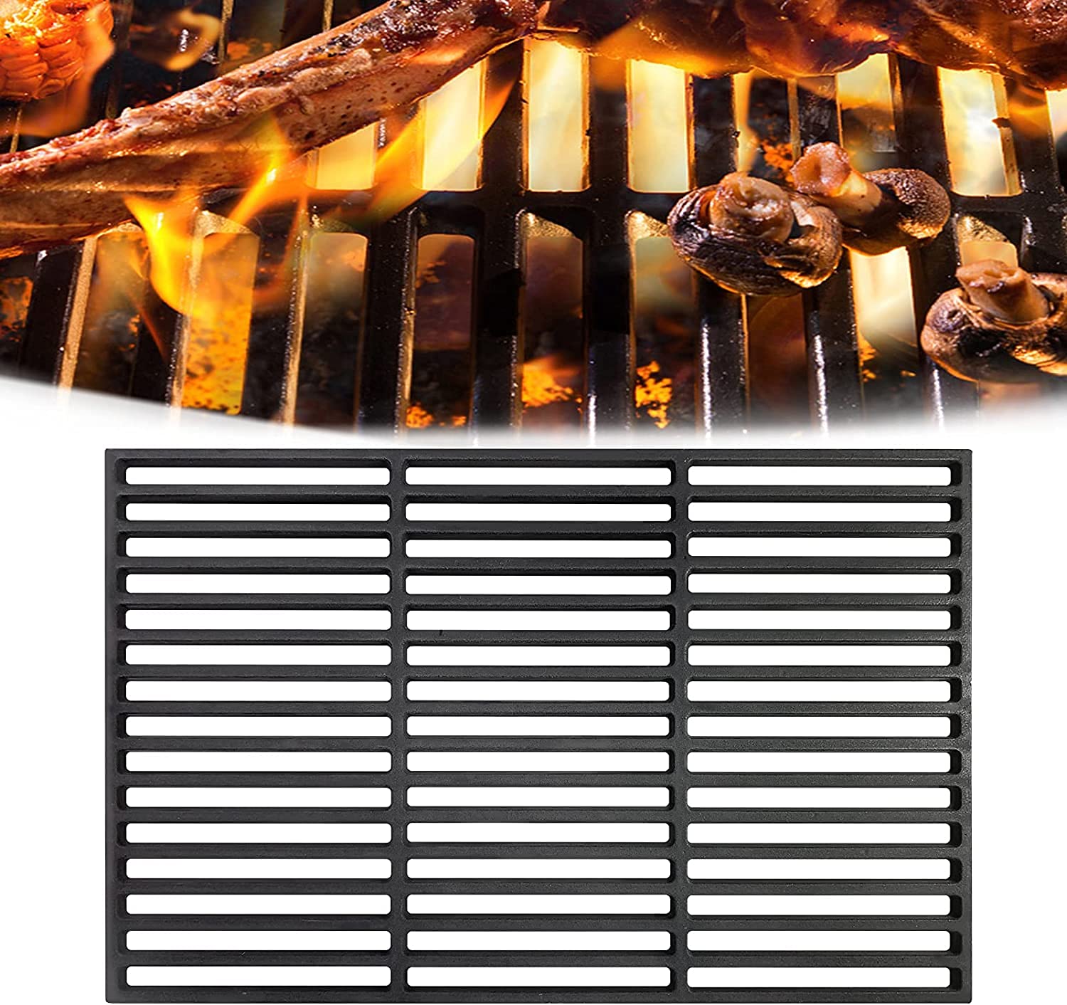 NAIZY Rejilla de parrilla de hierro fundido para barbacoa, parrilla de carbón, parrilla de gas, rejilla de parrilla, rejillas de parrilla esmaltadas, accesorios para parrilla【60 x 40 cm】