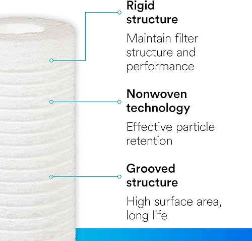 Miniatura 4 de Filtrete Filtro de agua ranurado para toda la casa de capacidad estándar, 5 micrones, filtro universal, filtro desplegable estilo sumidero, 2