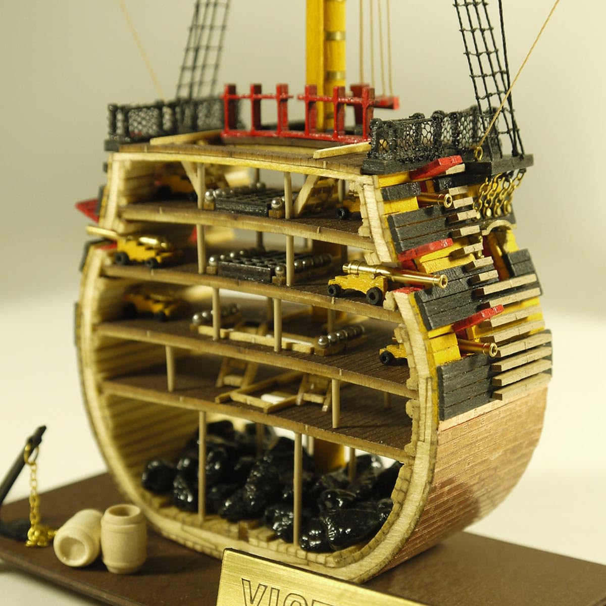 Puzzle in legno 3D per adulti, 1/200, sezione trasversale 3D, set da costruzione, 120 + pezzi, montaggio fai da te, puzzle 3D, in legno, nave a vela, barca a vela, steampunk, modello in legno 3D