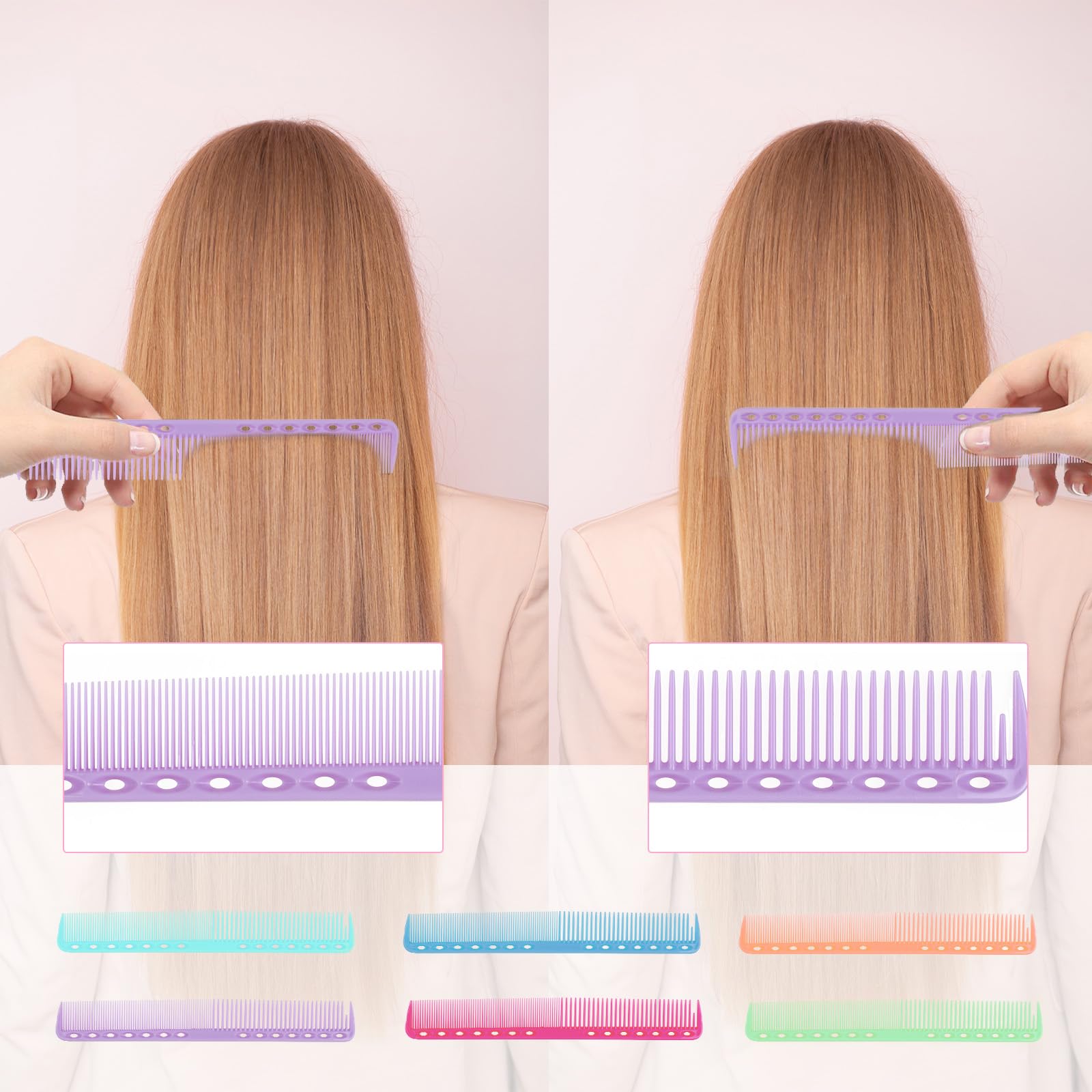 6 peines de corte de carbono para estilista, resistentes al calor, peines de carbono para corte de pelo, peine de peluquería profesional, multiusos, para estilista, dientes medios y finos para 3