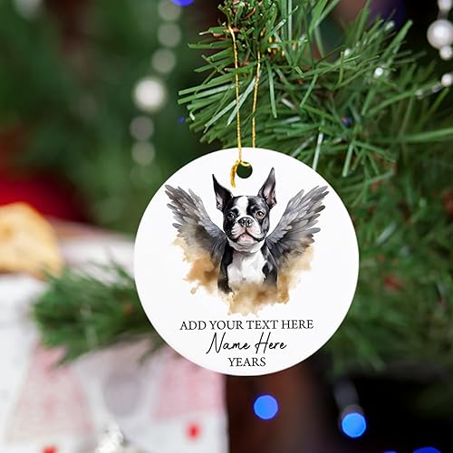 Vista 171 de Adorno conmemorativo personalizado de Bulldog Inglés – Alas de ángel, regalo de Navidad personalizado para perro, mamá y papá Adorno de Bulldog