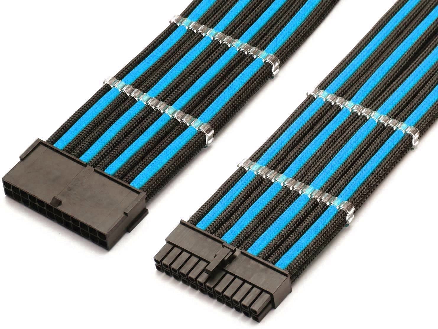 Shakmods 30cm BLACK 24 Pin ATX Motherboard Black Extension Sleeved Cable with 2 Free Cable Comb — view 7