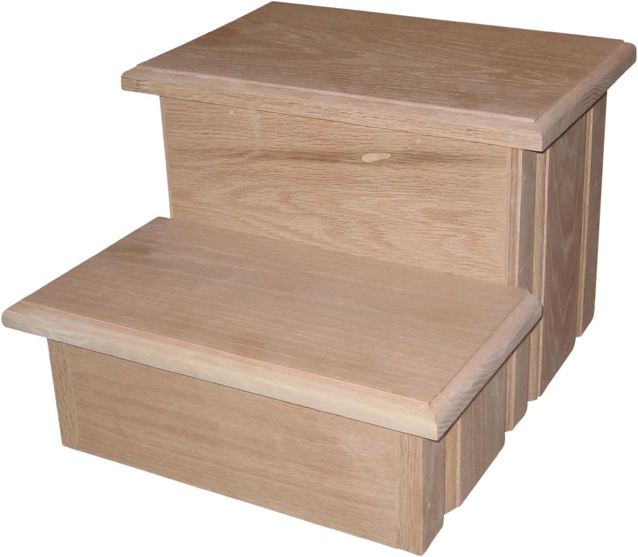 Unfinished Solid Oak Step Stool With Solid Tread 11 ½" Tall