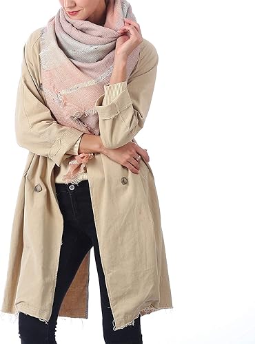 Miniatura 10 de Zando Manta gruesa de invierno a cuadros bufanda gruesa de tartán abrigo grueso chal de gran tamaño bufandas de capa