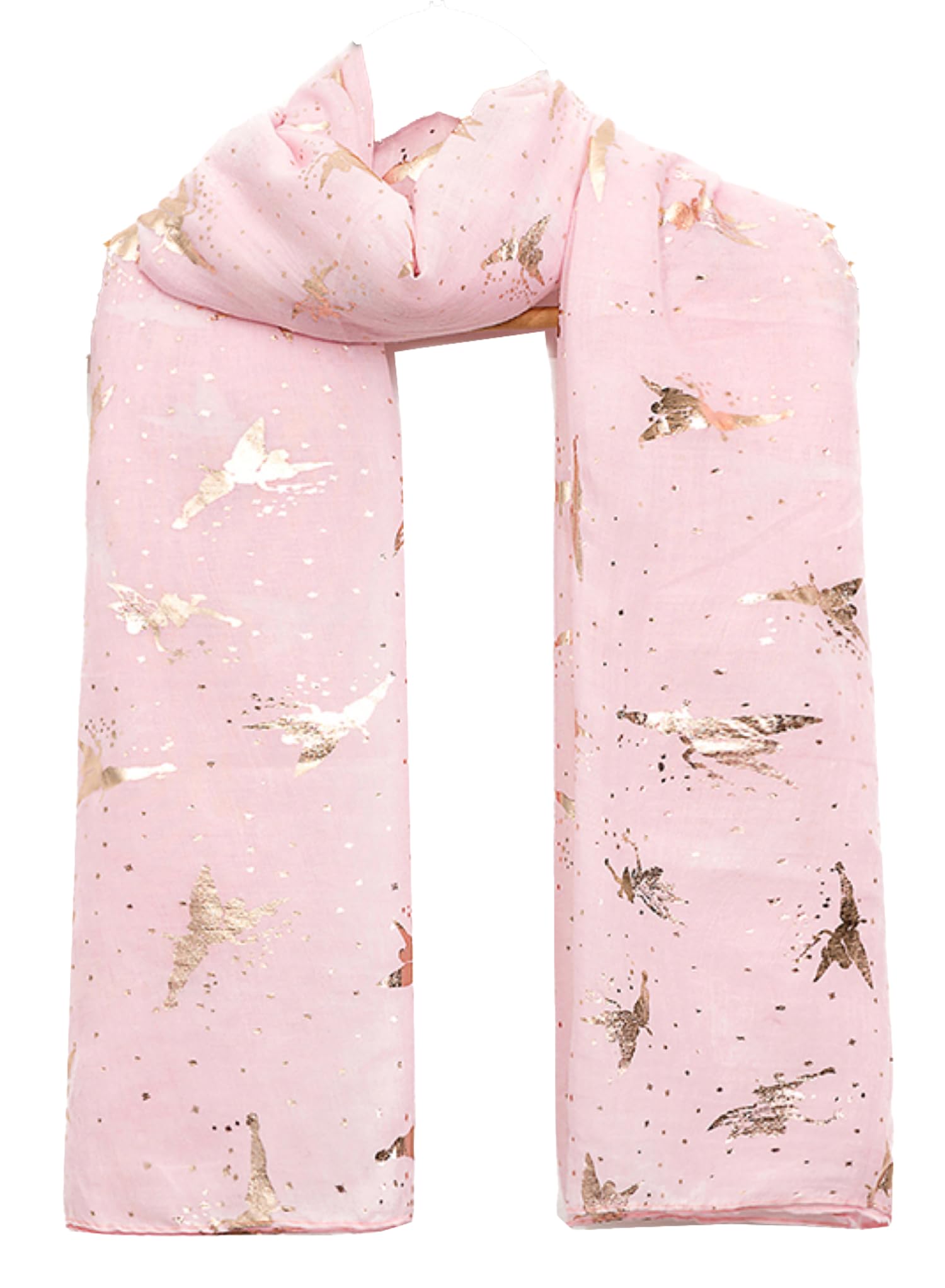 World Of Shawls Women's New Glitter Foil Fairy Pink New Glitter Foil Sparkle Print Scarf Scarves (New Glitter Foil Fairy Pink)