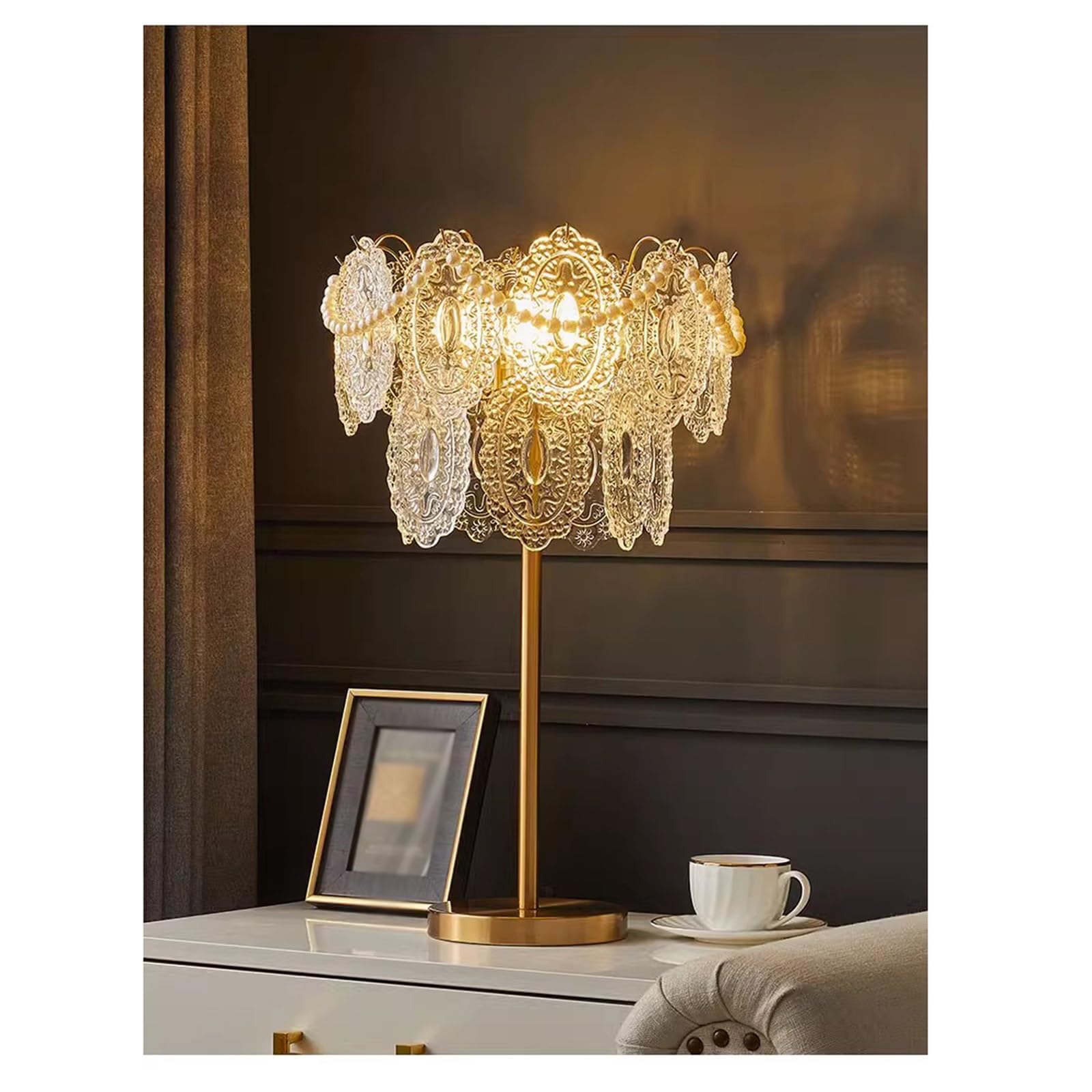 Affascinante Lampada da tavolo in cristallo con controllo a pulsante in comodino in foglia di for la camera letto della ragazza Arredamento per la casa