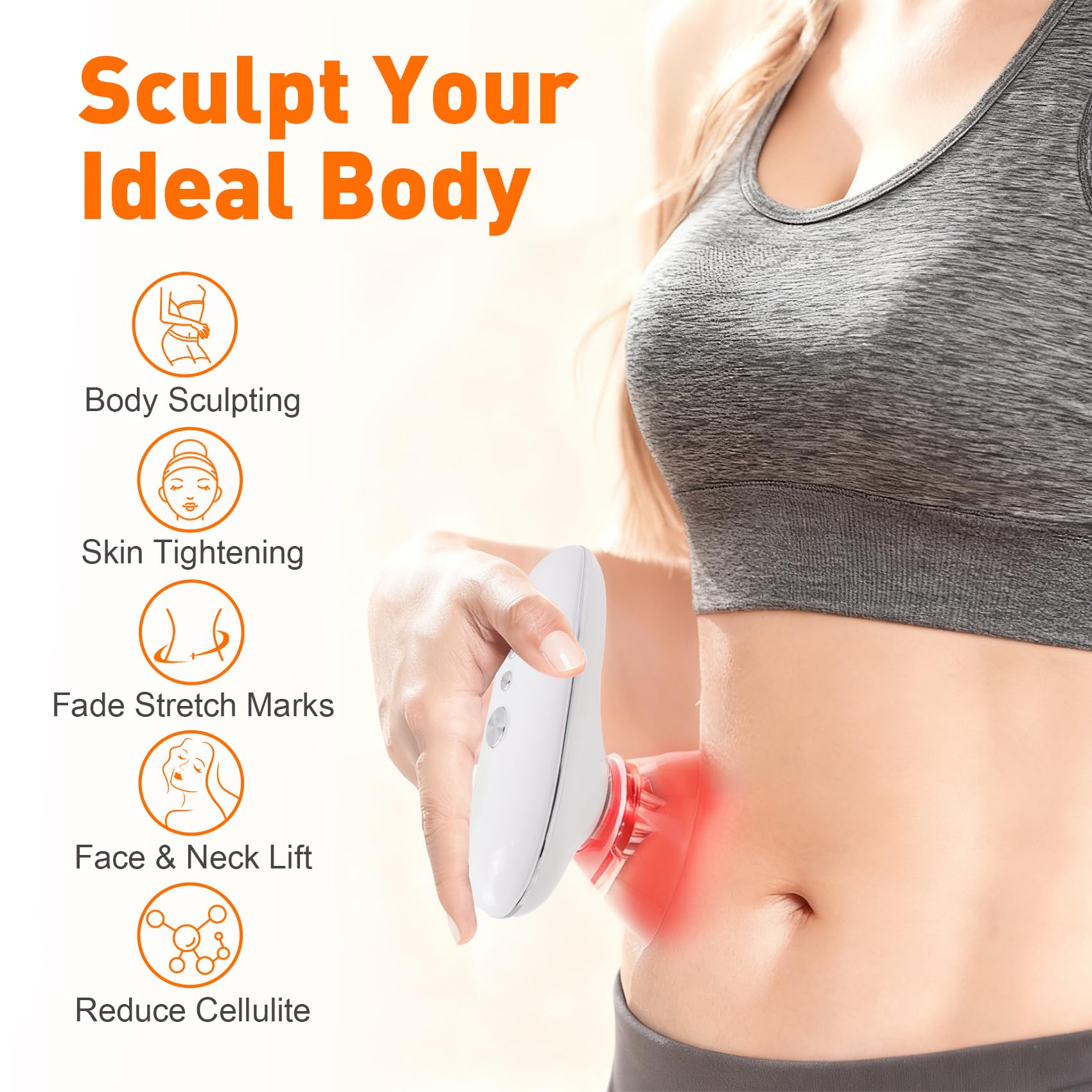 Macchina per scolpire il corpo 3 in 1, macchina anticellulite regolabile in 3 modalità, scultore del corpo con manico 3 in 1, adatto per schiena, pancia, vita, braccia, gambe, riduce le smagliature e