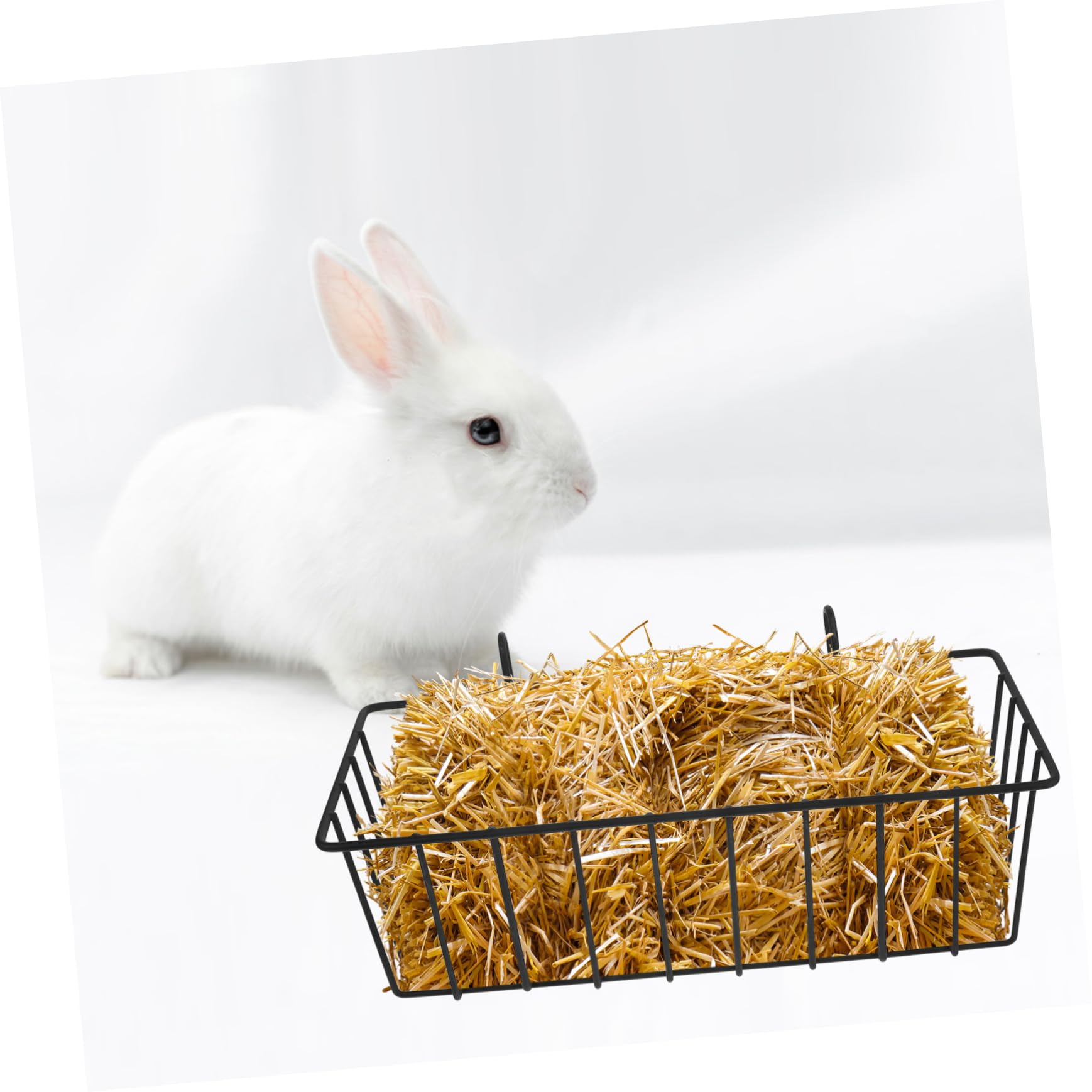 Mangeoire Suspendue pour Lapin, Râtelier à Foin en Fer Noir 2 Pièces | Support pour Cage Métallique, Usage pour Petits Animaux, Léger et Facile à Ranger, Lot de Deux