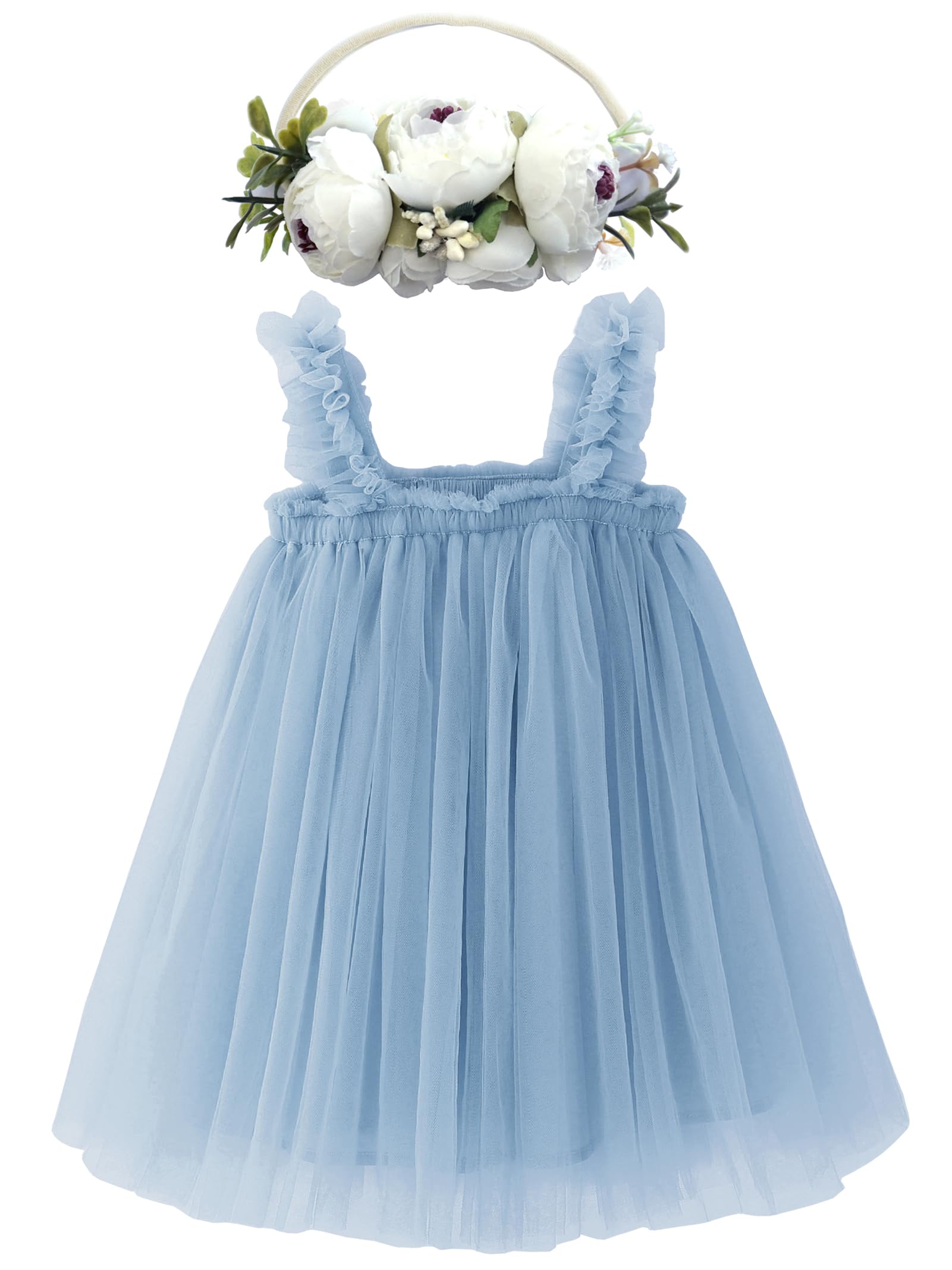 BGFKS Layered Tulle Tutu Dress for Toddler Girls,Baby Girl Rainbow Tutu Princess Skirt Set with Flower Headband.