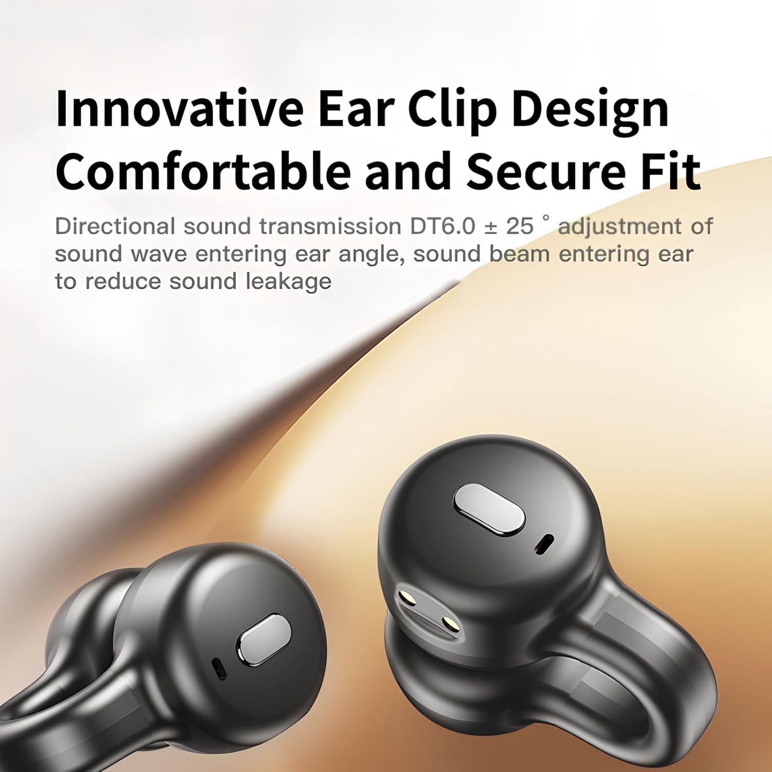 Clip-on Open Earbuds, Multi-Functional Touch Screen Display, 13mm Speakers with Dynamic Sound, 4Hr Single Play and 20Hr with Case, TF Card Support Local Music Play (Black)