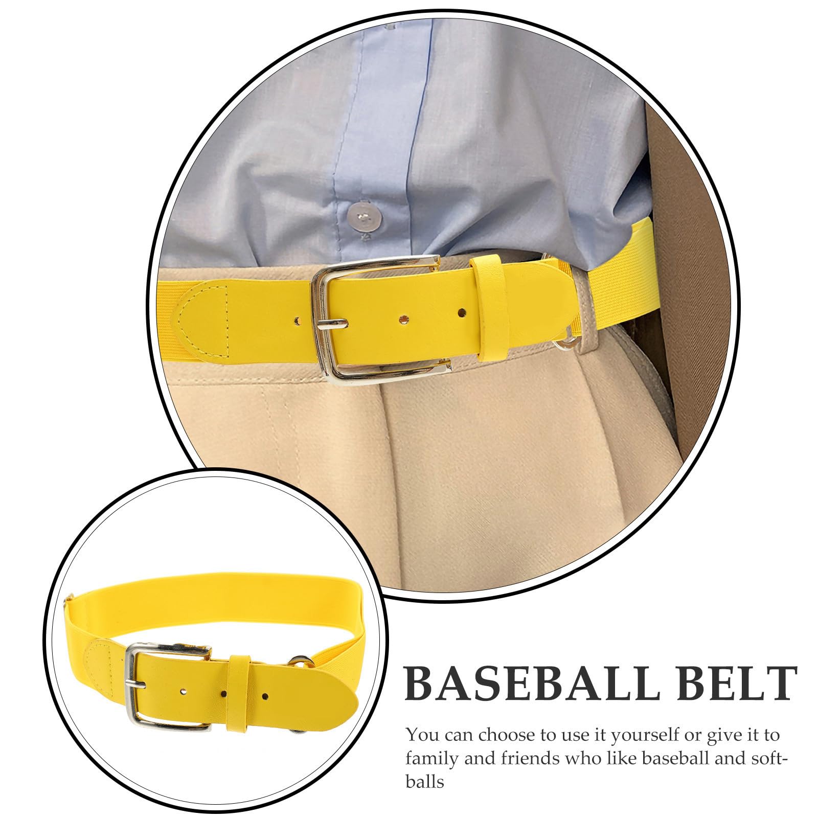 Housoutil Baseballgürtel Elastisch aus Kunstleder für Damen und Herren mit Verstellbarer Länge Outdoor Sportgürtel für Softball und Baseball in Gelb Robust und Leicht Zufällige Farbe
