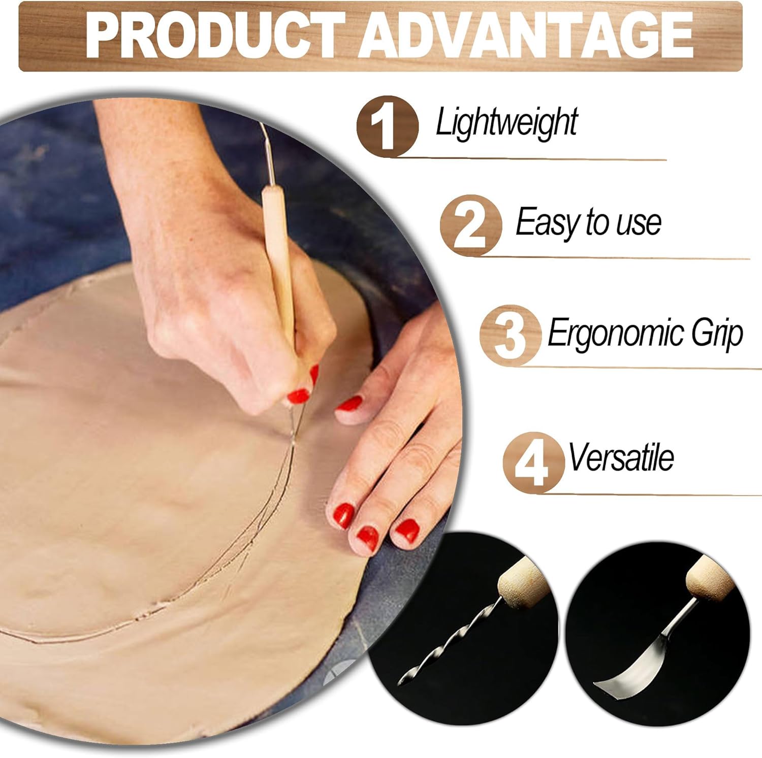 LINPHCEY 11-Piece Clay Sculpting Tools Set Perfect for Polymer Air Dry Modeling Clay Beginners & Professionals Ideal for DIY Pottery & Ceramics Tools for Clay Sculpey Sculpting & Crafting - Image 5