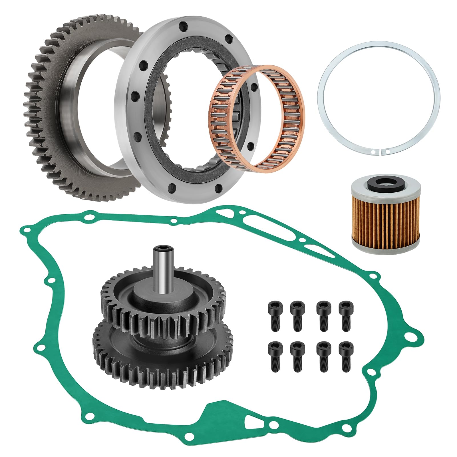JAVIK Starter Clutch & Idler Gear Shaft Gasket Fit for Yamaha V-Star 1100 Custom XVS1100 1999-2009, OEM#99999-03908-00 5EL-15517-11-00