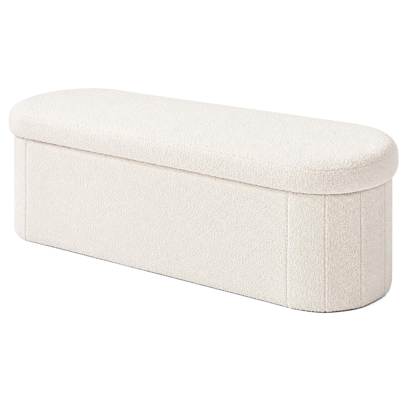 CROWNSHOP Ottoman Storage Bench Footrest Stool Seat Toy Chest Storage Box Folding with Lid Long Shoes Bench Footstool Suitable for Living Room White 110 * 38 * 38 CM