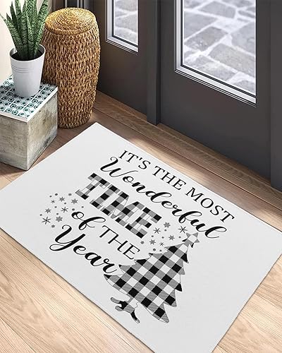 Miniatura 5 de Tapete de bienvenida para interiores y exteriores, tapetes de goma antideslizante para el hogar, área de alto tráfico, buen momento para Navidad y