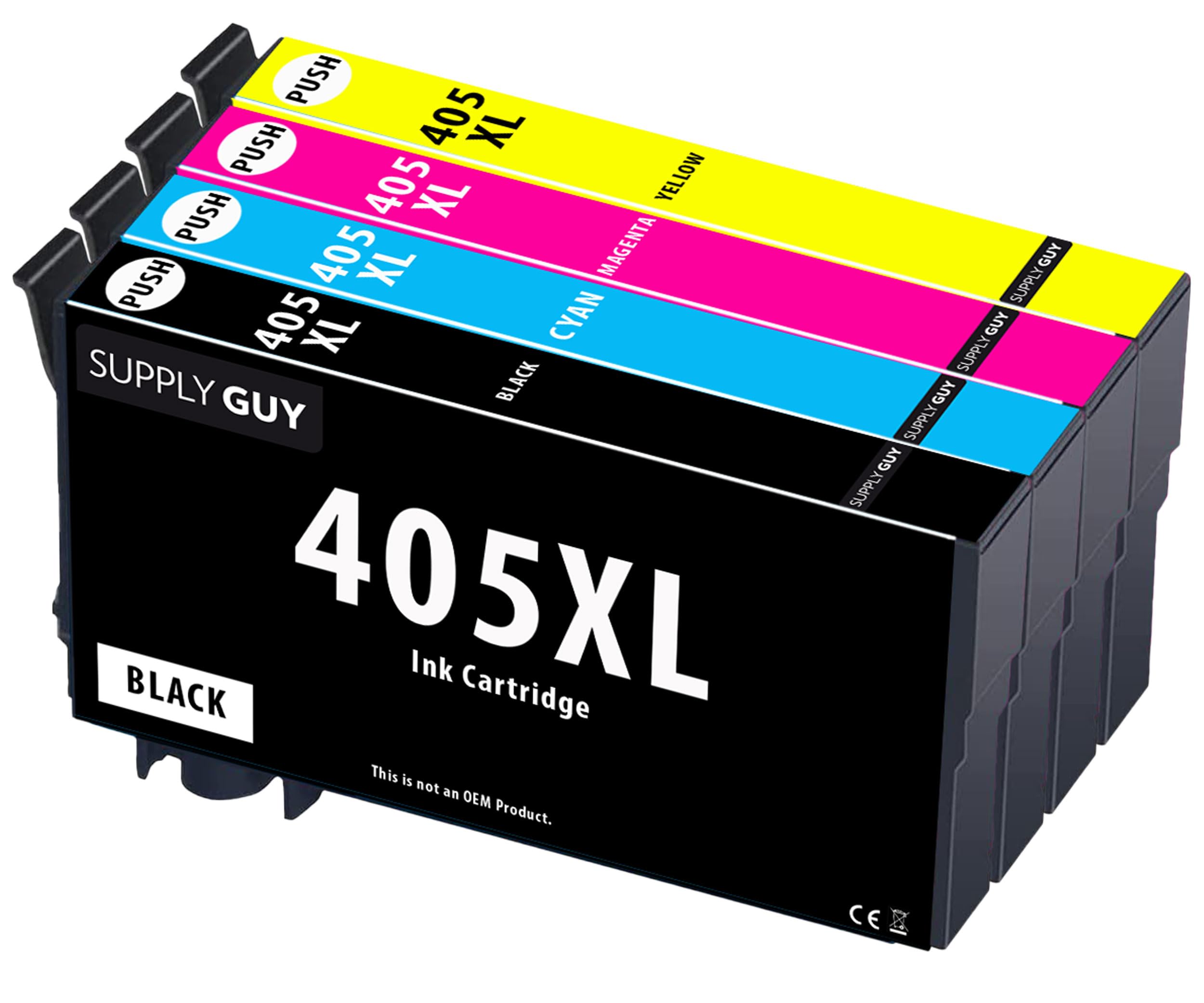 Supply Guy 4 ink cartridges compatible with Epson 405XL for WF3820dwf WF3825dwf WF3830dwtf WF4820dwf WF4825dwf WF4830dtwf WF7830dtwf WF7835dtwf WF7840dtwf ECC7000