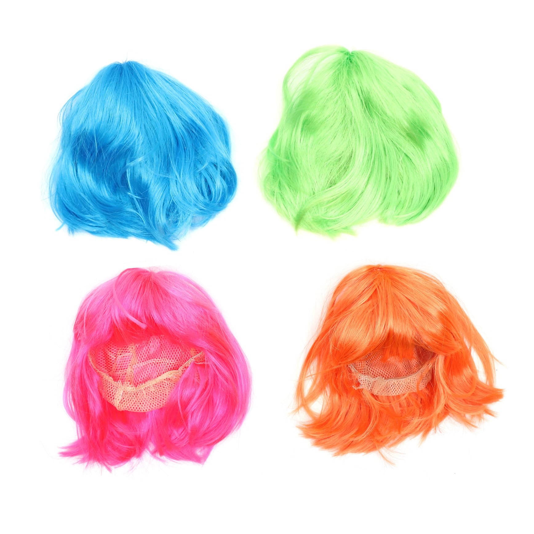 KOMBIUDA 4 Stück Teiliges Cosplay Bunte Kurze Lockige Perücken für Frauen und Männer Langlebige Modische Partyperücken für Fasching Urlaub
