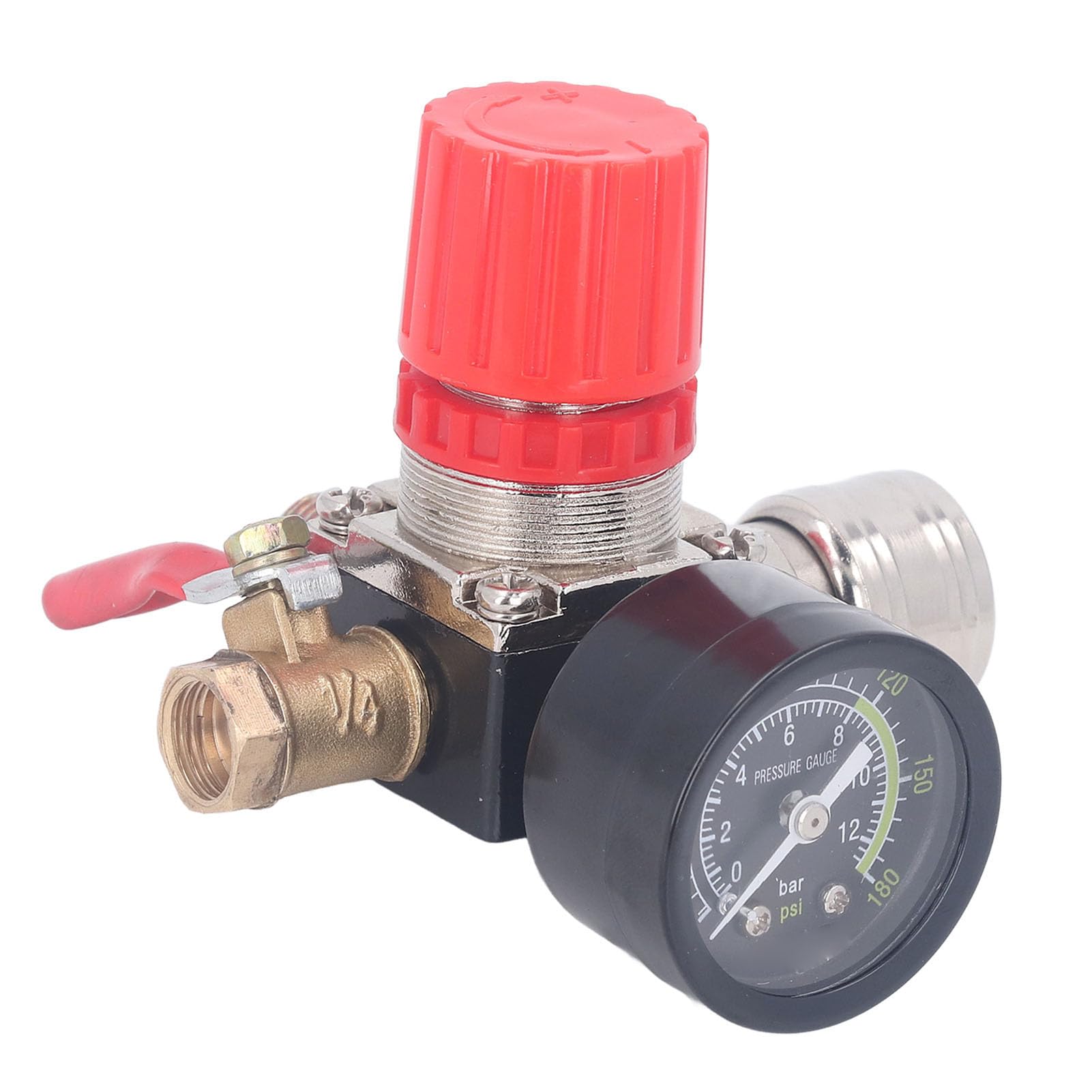 Régulateur de Compresseur d'air, Réglage Précis Réglable 0 à 180 PSI (Robinet à tournant sphérique de 1/4 pouce)