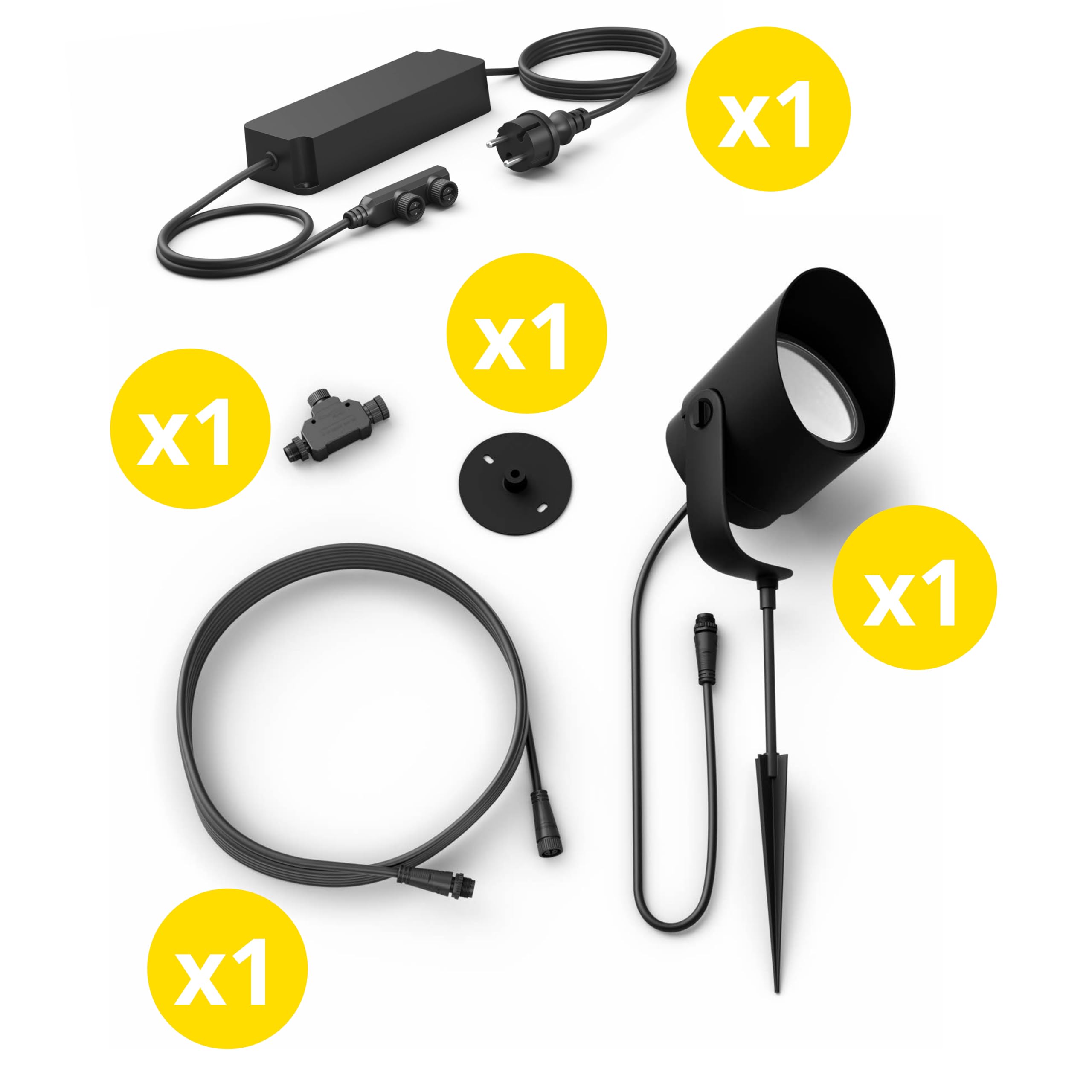 Philips Hue Lily XL Basis set mit 1 Gartenstrahler (Anthrazit) - Weißes und Farbiges Licht - inkl. 1 Stromkabel - Gartenbeleuchtung - Hue White and Color Ambiance
