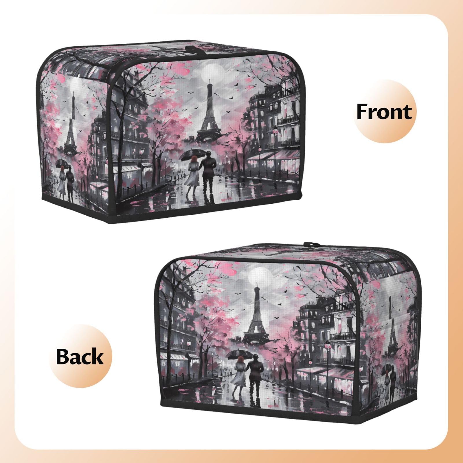 Retro Eiffel Tower Toaster Cover - Fits 2-Slice Toaster, Dustproof, Polyester, 11.4x7.9x7.5" - View #3