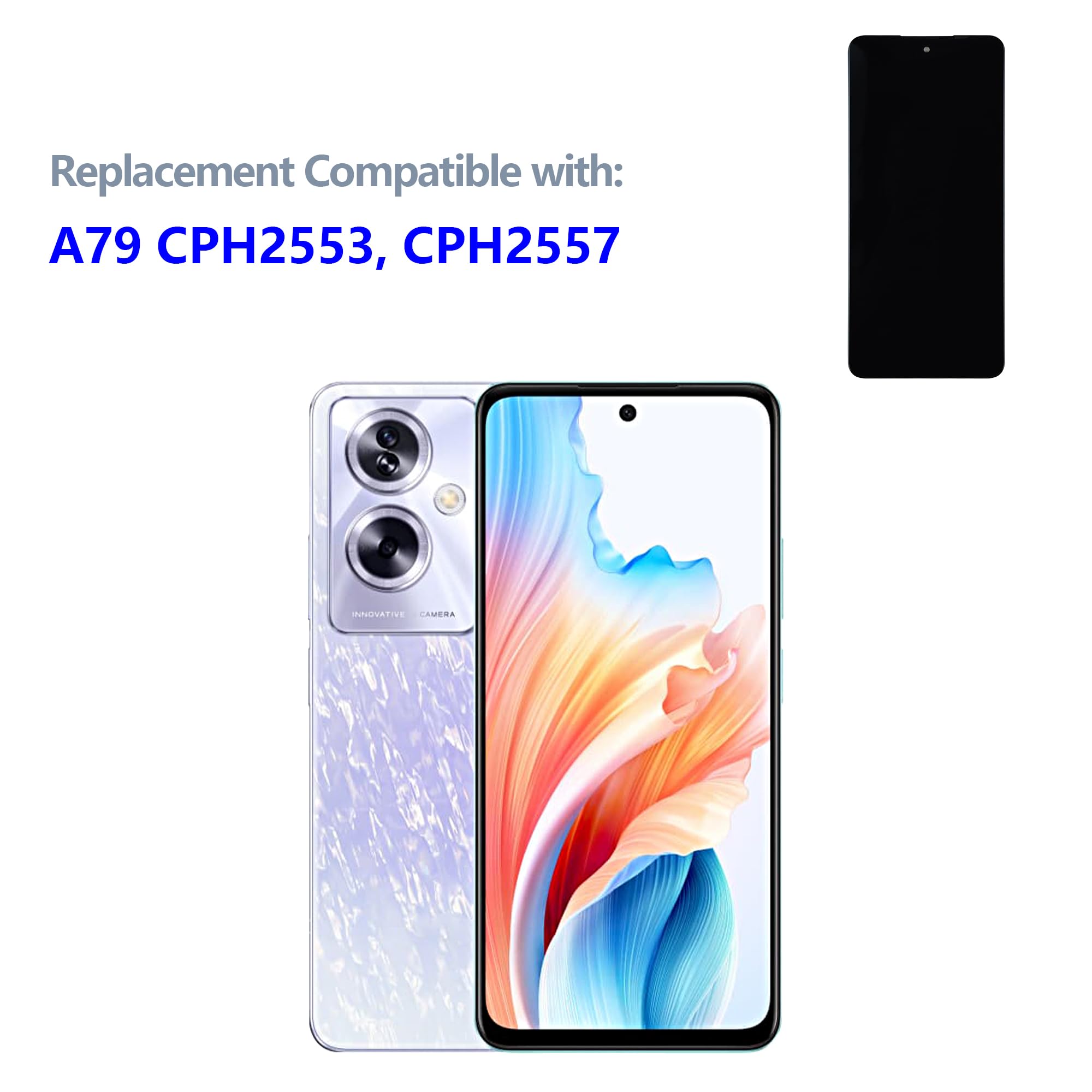 Schermo LCD Oppo A79 Con Kit Riparazione | Display Touchscreen 6.72 Pollici Per CPH2553/CPH2557