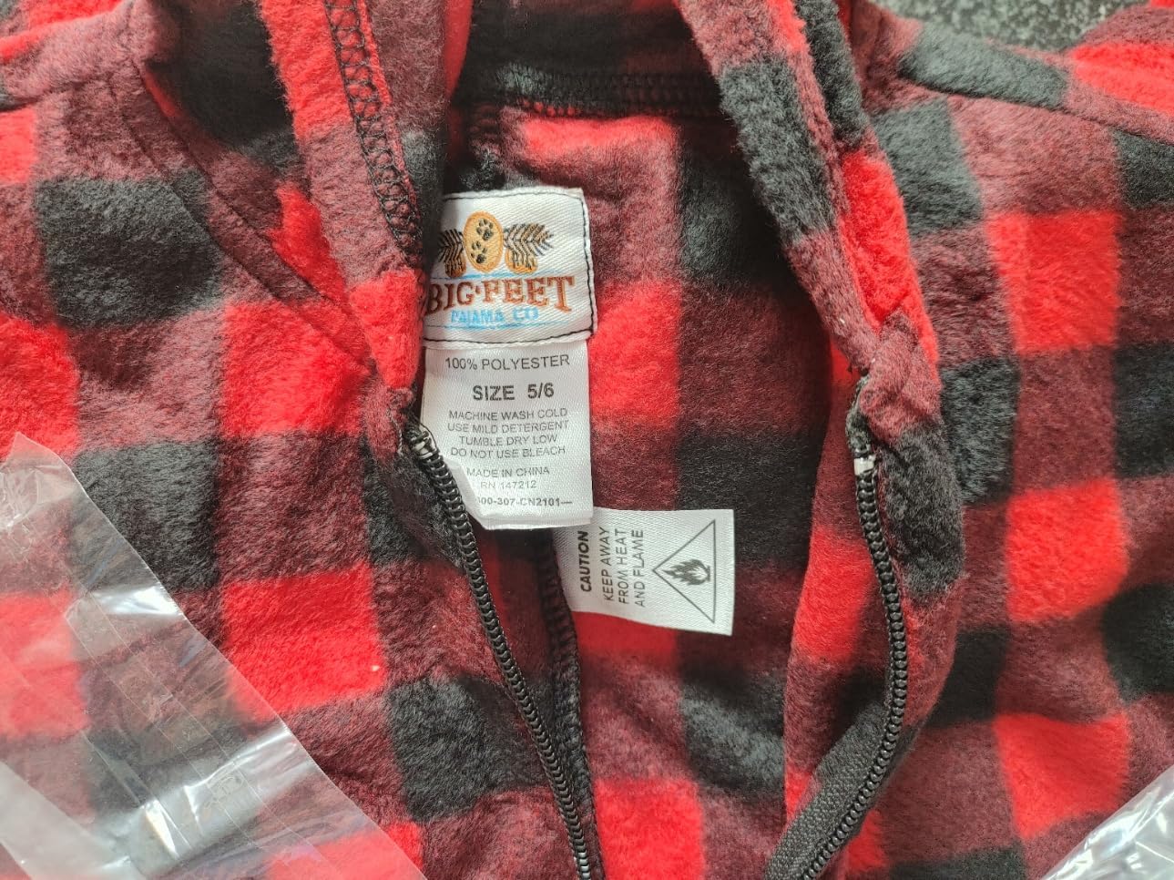 Hoodie Footed Onesie Buffalo Red & Black Plaid Fleece Footed Pajamas for Boys & Girls - Image 7
