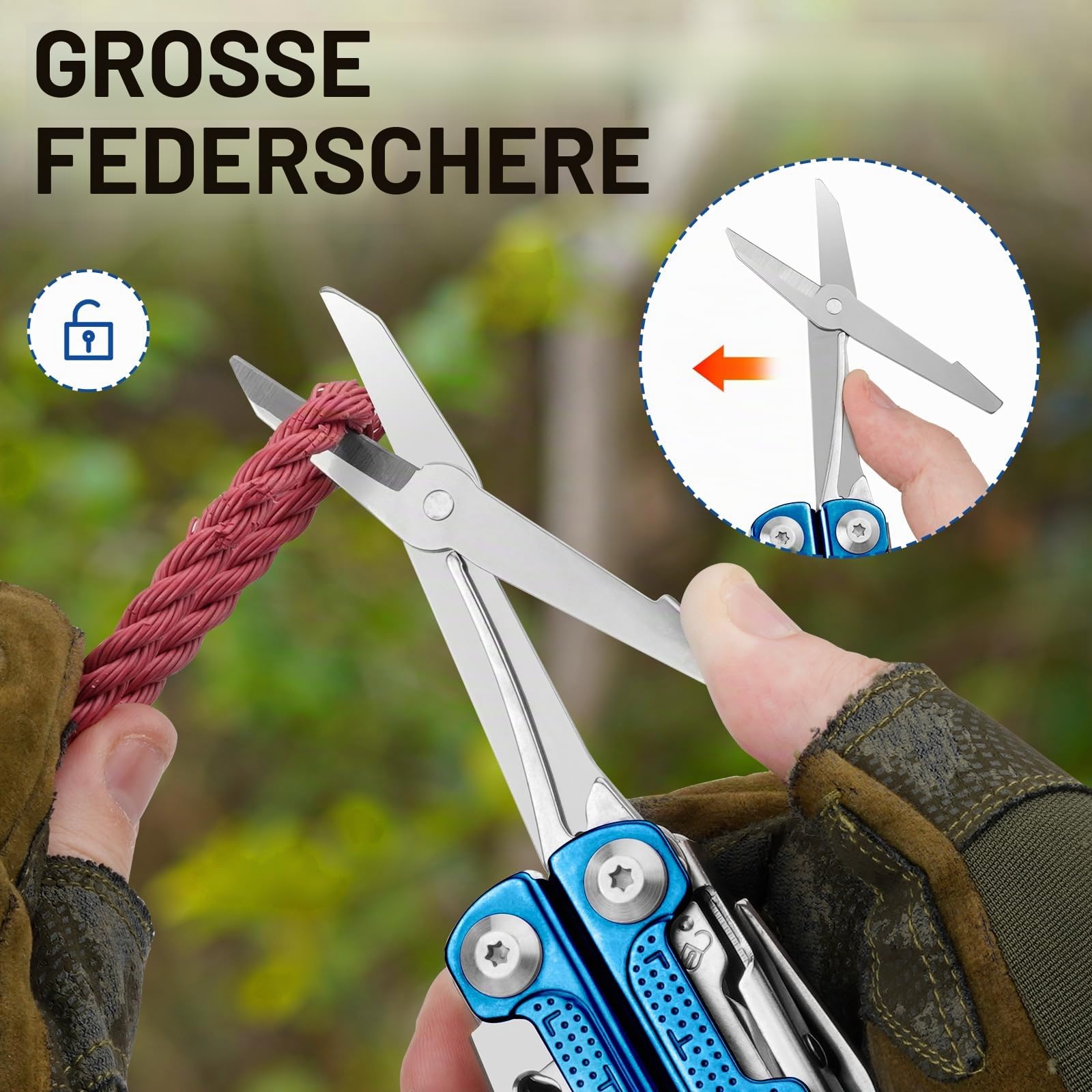 BIBURY Multitool, Blauem Titan Griff, T-Schaft-Wechselwerkzeuge Design, EDC Taschenmesser, Schere und Schraubendreher-Set, Handwerkzeug für DIY, Reparaturen, Camping, Survival und Autoreparaturen