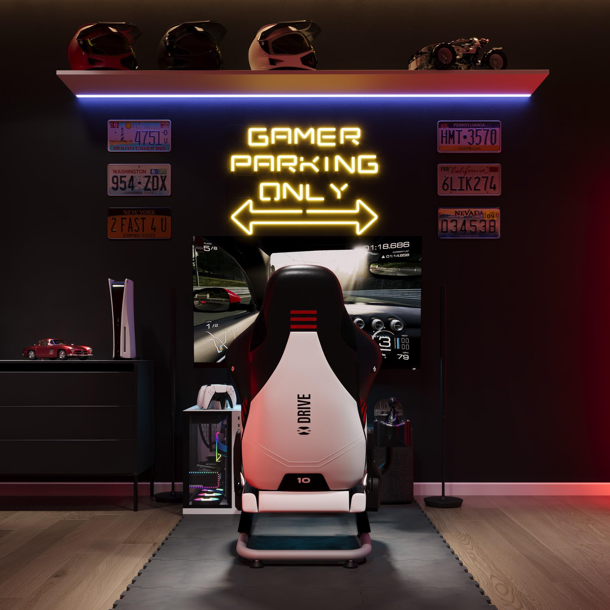 Diablo Sim Racing Simulator Cockpit X-Drive - Sedile Gaming Simulatore con Sedile e Schienale Regolabili - Cockpit Compatibile con Vari Volanti e Pedali - Supporto per Cavi, Piedini Antiscivolo