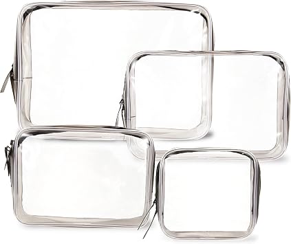 4 Pcs Clear Makeup Bags with Zipper, Makeup Cosmetic Bag for Women Men, Makeup Bag for Travel, Bathroom