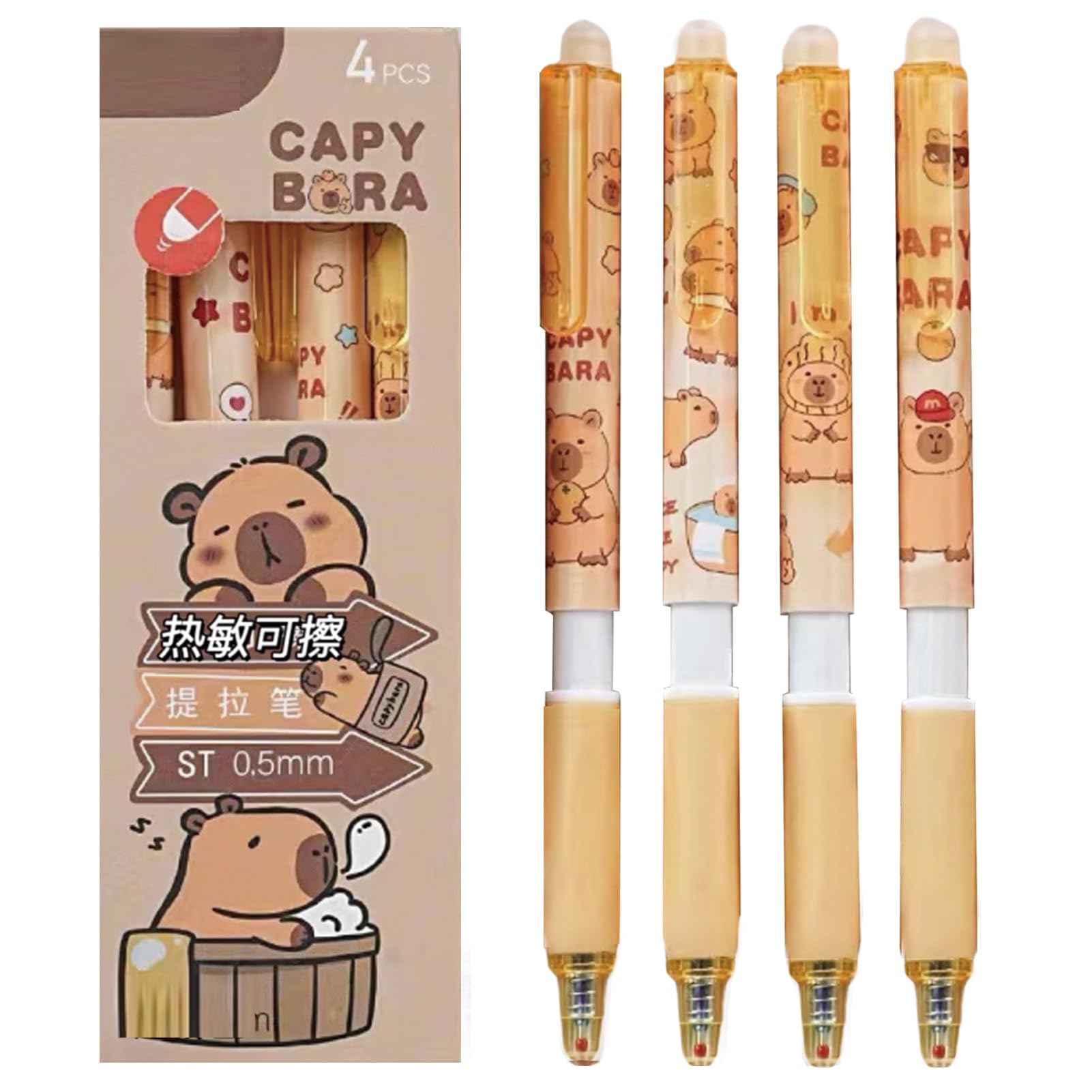 4 Pcs Erasable Gel Pens Cute Retractable Pens 0 5mm Black Ink Smooth Writing Pen Office School Supplies