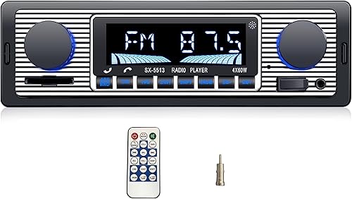 Estéreo de coche de un solo DIN con Bluetoothradio de coche Bluetooth para llamadas manos libres, radio de un solo DINRadio para carro USB, puerto