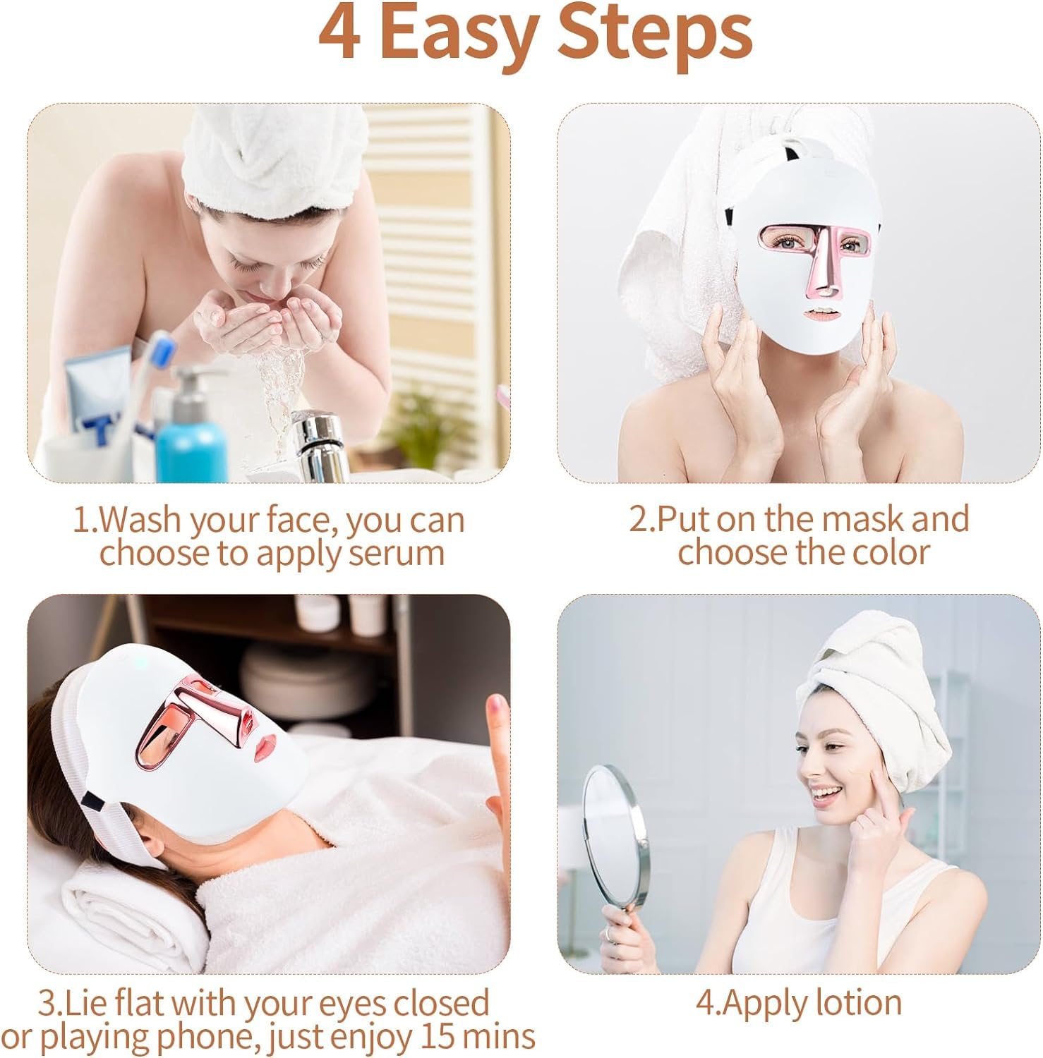 LED Gesichtsmaske Infrarot Photonenlichttherapie Gesichtsgerät zur Hautstraffung Wiederaufladbare Beauty Maske für die tägliche Hautpflege rotes und blaues Licht