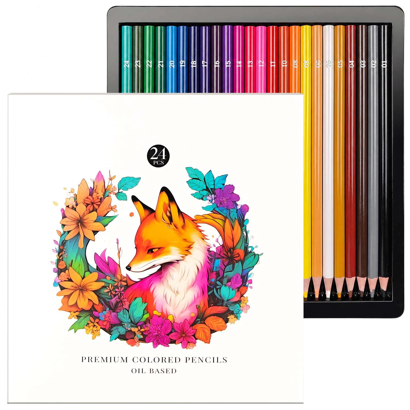 FUNLAVIE 24 Count Colored Pencils for Adult Coloring Books, Coloring Pencil Set for Adults, Soft Core Drawing Pencils for Sketching, Blending, Layering & Shading, Art Supplies for Artists 24PCS