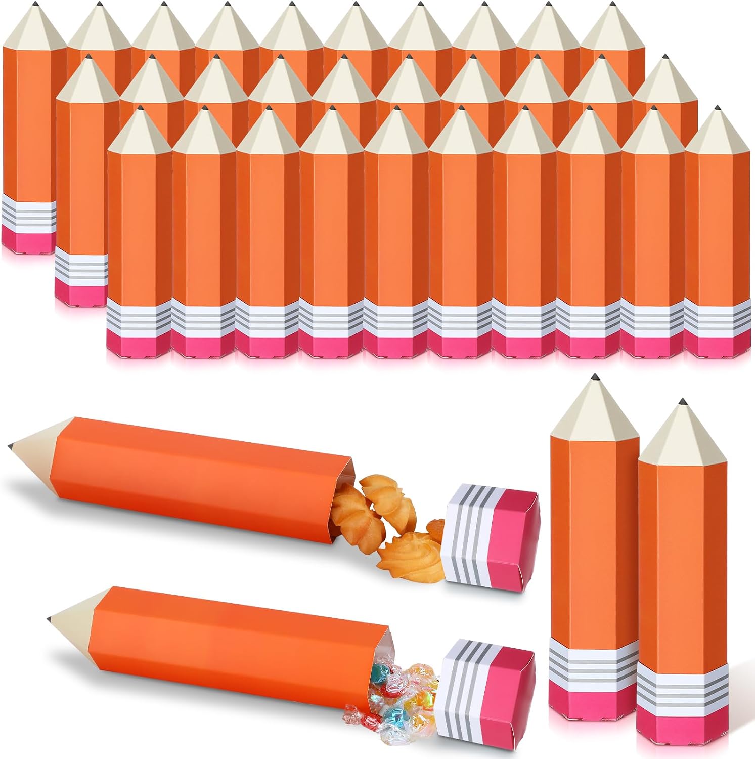Reallnaive 30 Pcs Pencil Candy Boxes Back to School Gift for Students