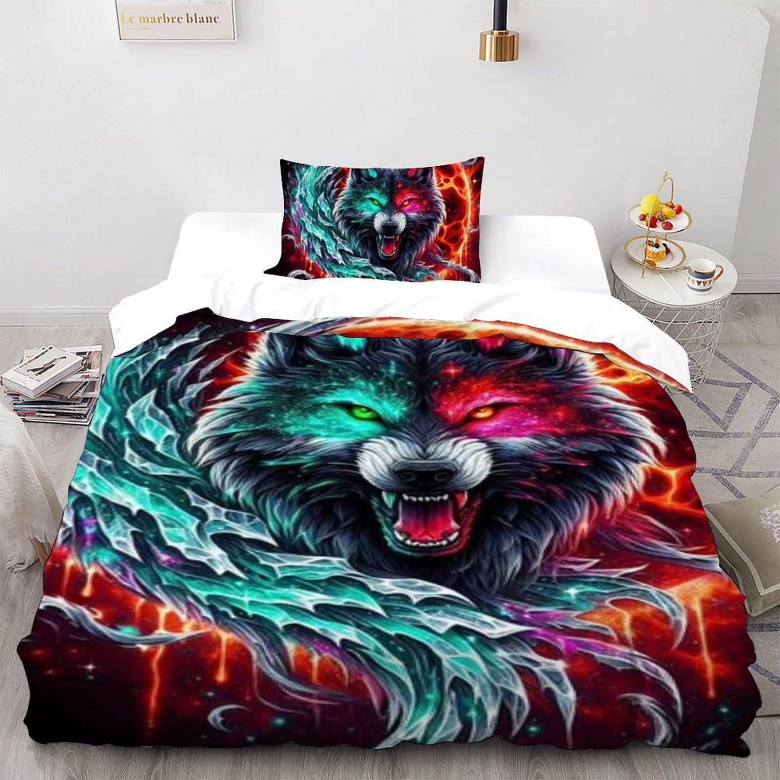 Housse de couette animaux 135x200 anti-plis en microfibre pour fille