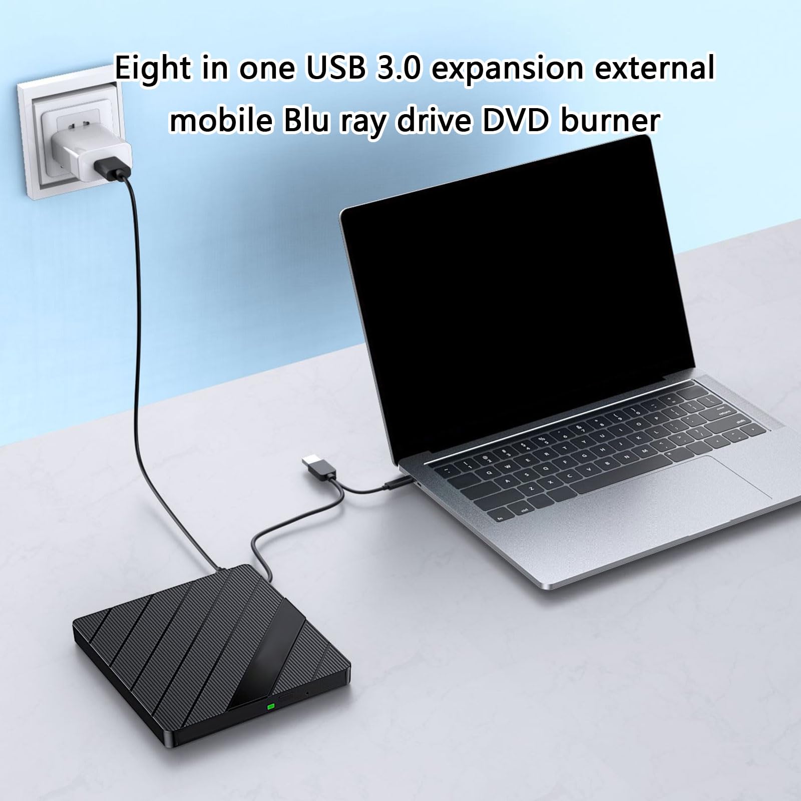 YUGSHNKFC Portable External CDDVD Drives USB3.0 with USB Port and Type C for Laptop PC