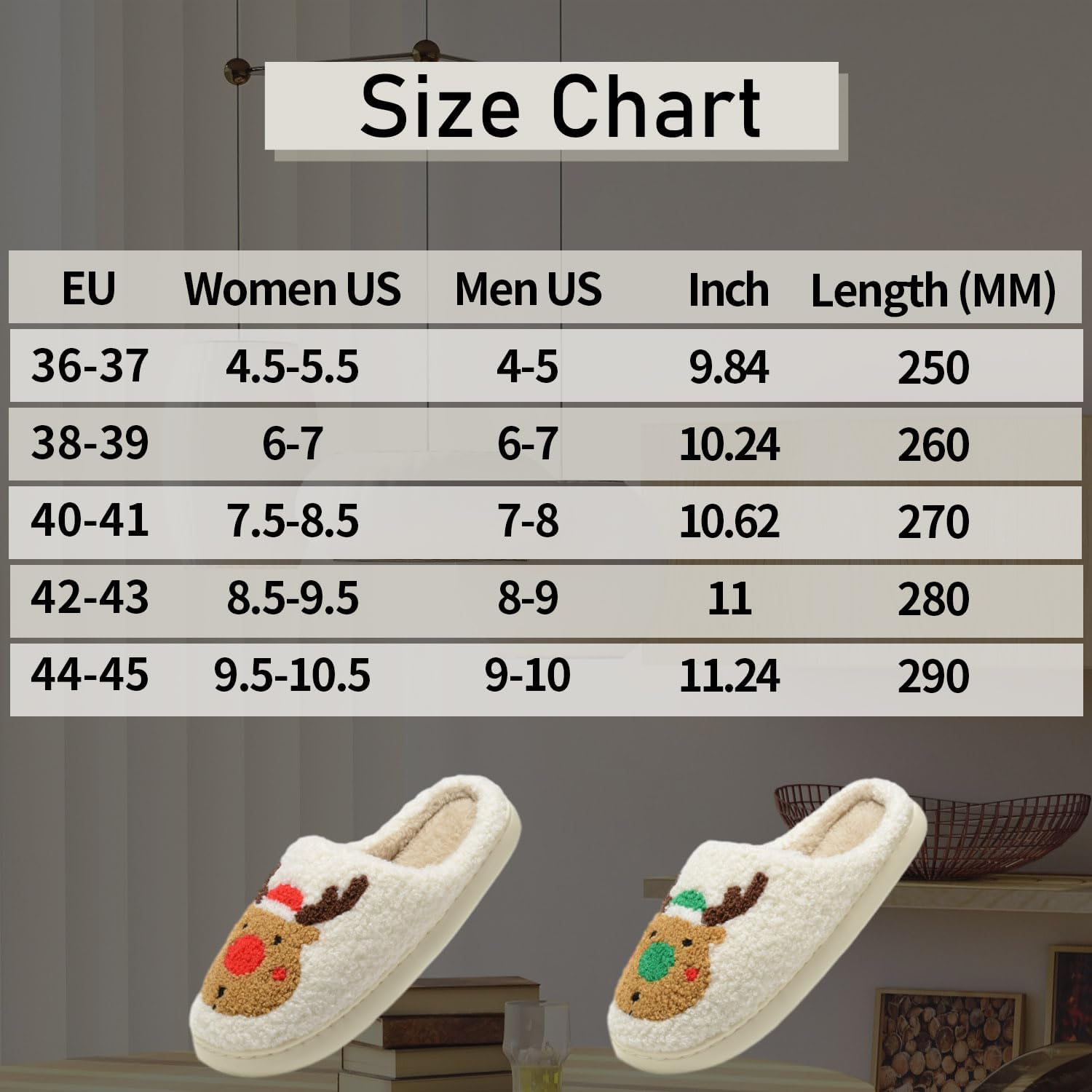 レディース クリスマス トナカイ ホリデー スリッパ:ムース キュート 漫画 エルク ファジー 暖かい ハウス メンズ クリスマス