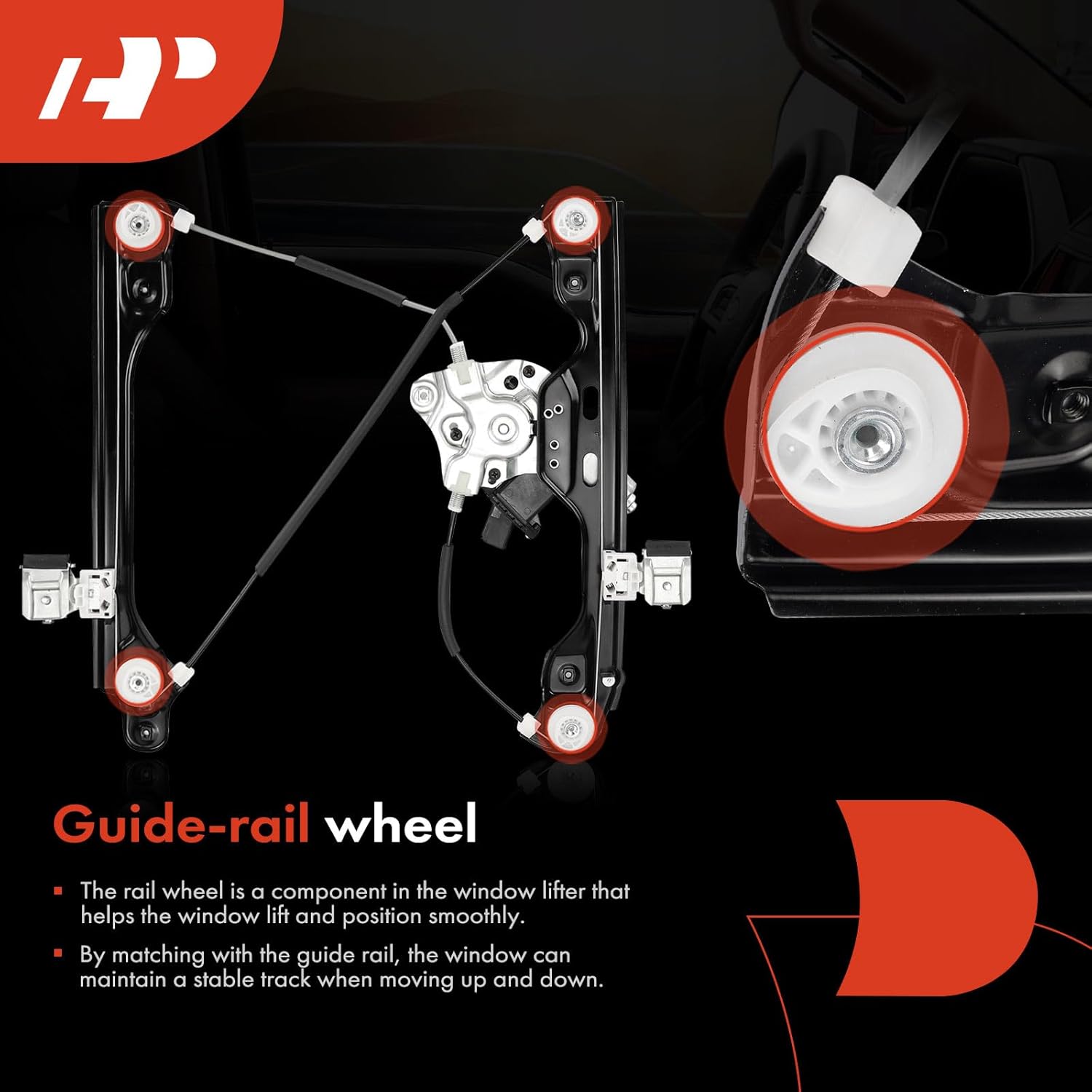 A-Premium Electric Power Window Regulator with Motor Compatible with Cadillac ATS 2013 2014 2015 2016 2017 2018 Sedan, Front Right Passenger Side