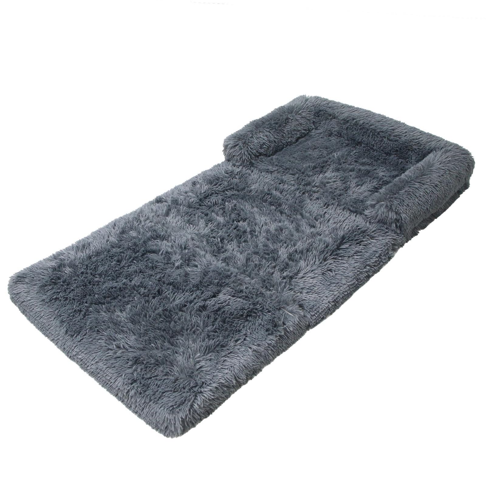Faltbare Haustiermatte flauschig Plüsch-Hundematte weich Haustierkissen für Hunde, Wohnzimmer, Sofa, Dunkelgrau, L 75 150 10cm
