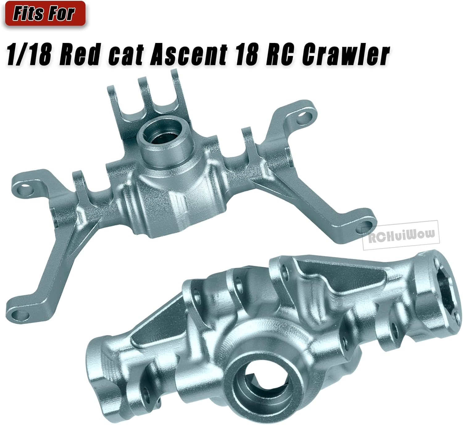 RC Upgrades Part for 1/18 Red cat Ascent-18,Front & Rear Portal Axles,Brass Skid Plate,Servo Mount,Steering Knuckle,Outer Portal Housing,Diff Cover,Black w/Titaniuim