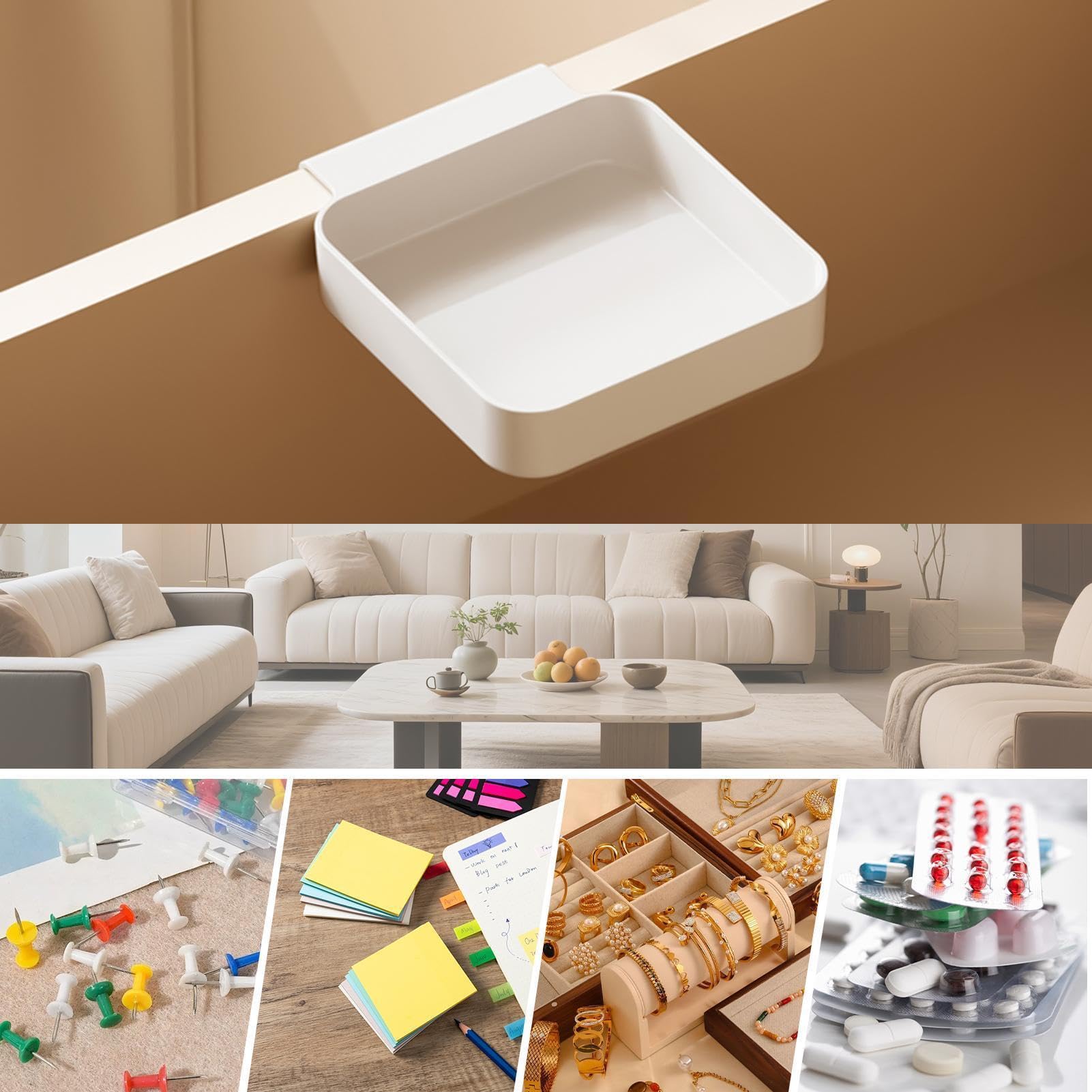 Petit Organisateur De Tiroir - Boîte De Rangement Suspendue Avec Compartiments Pour Cuisine Appartement Dortoir