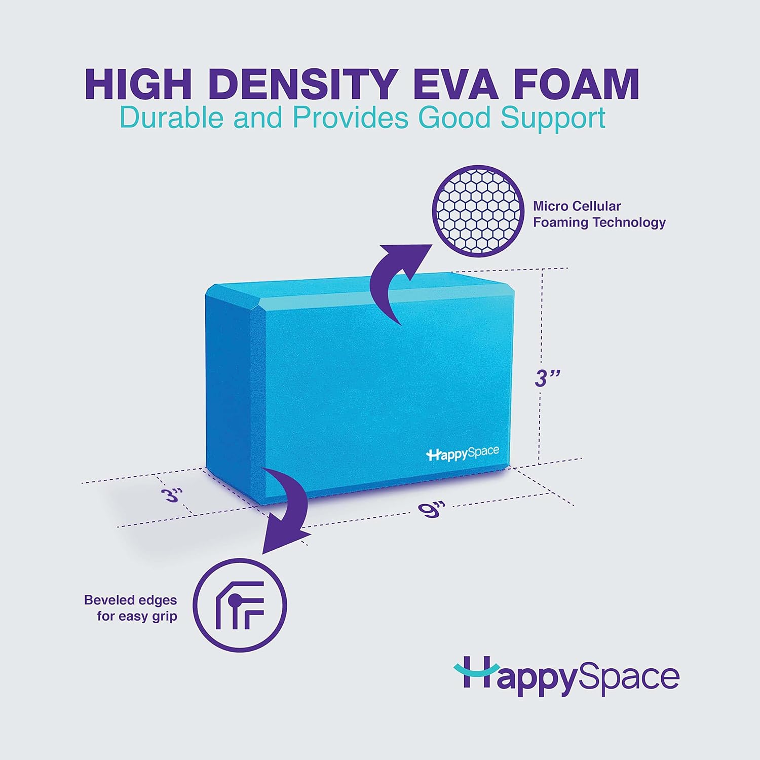 Happy Space Yoga Blocks 2 Pack for Body Alignment, Stretching or Balance, High Density, Supportive EVA Workout Foam Blocks are Fitness Essentials for Yoga, Pilates or Meditation (2-block Pack) : Sports & Outdoors