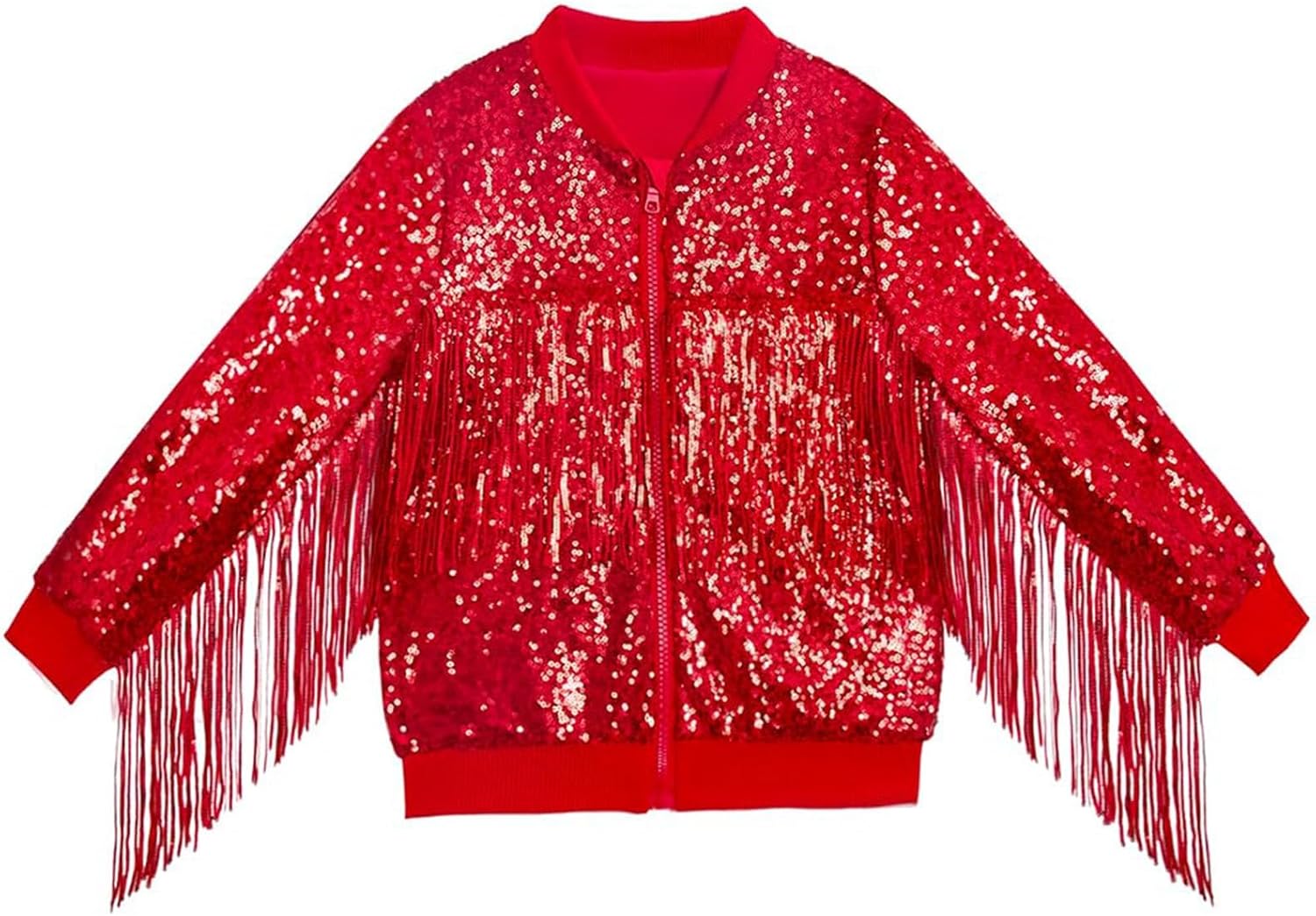 Girls Sequin Jacket Sparkly Formal Birthday Dance Party Long Sleeve Sweatshirt Lightweight Glitter Zipper Top Clothes