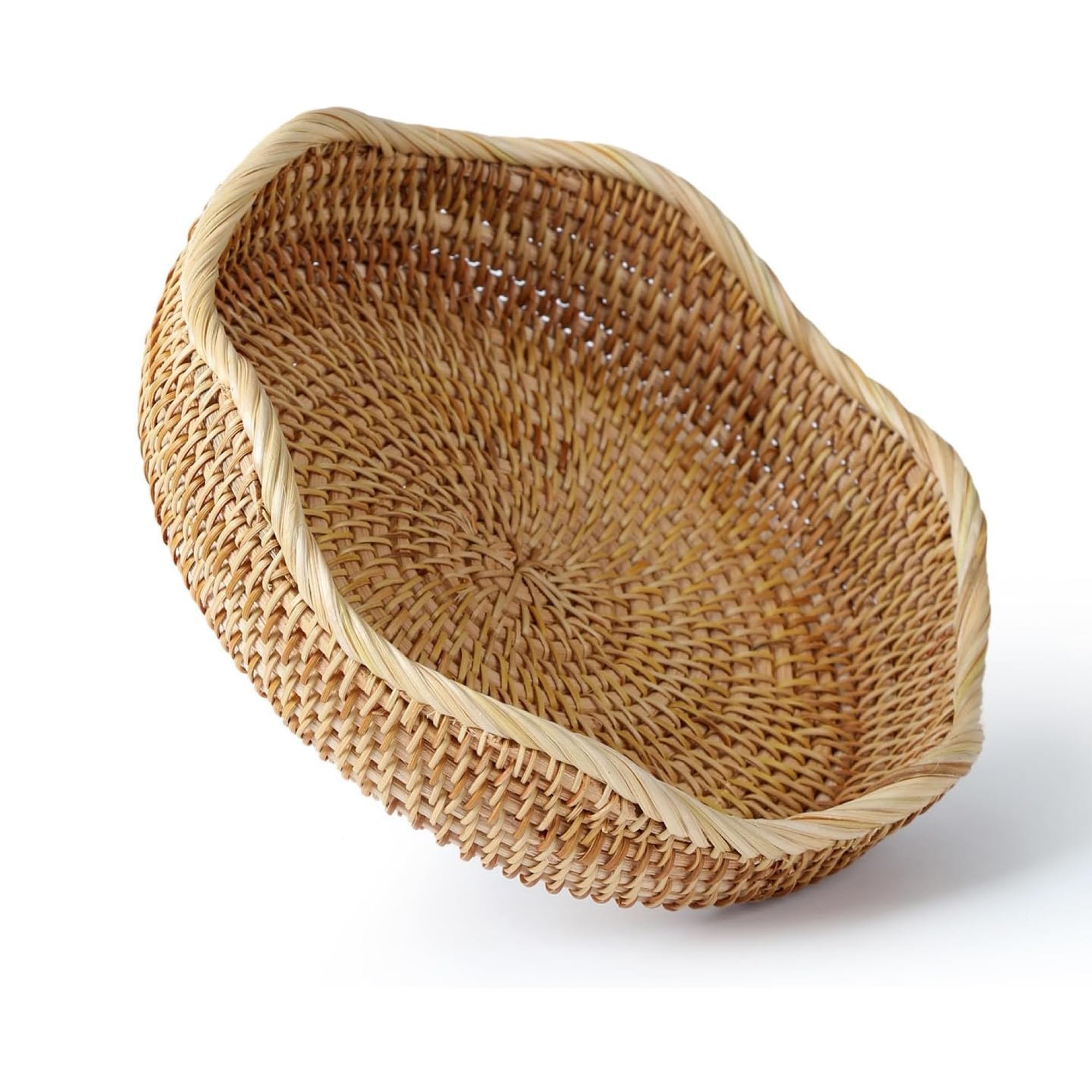 Photo 1 of YANGQIHOME Small Rattan Bread Basket, Round Wicker Baskets, Shallow Storage Bowls, Natural Woven Serving Basket Bowls, Decorative Baskets for Kitchen Counter Organizing, 8.7''D * 2.2''H, (S)
